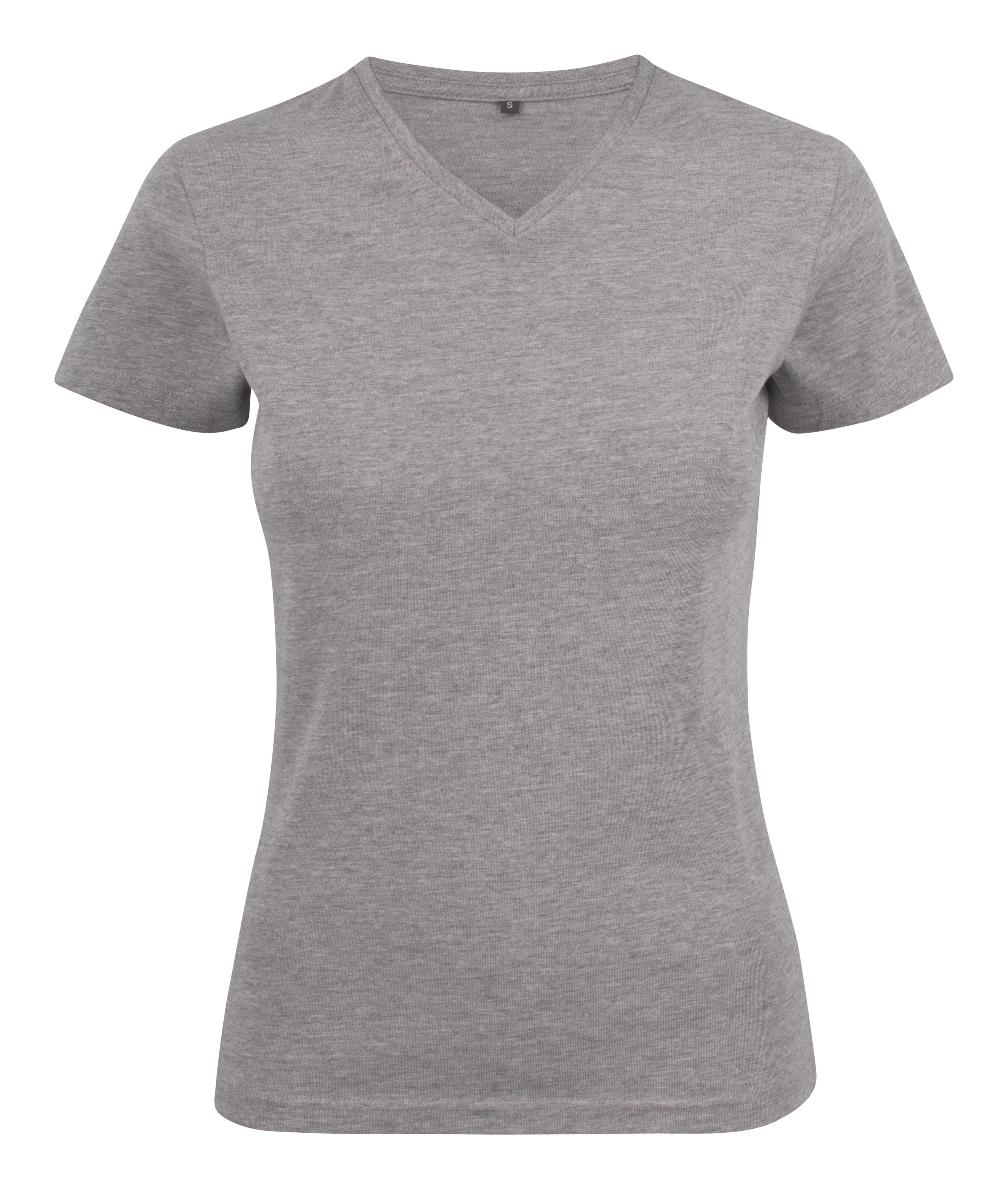 Printer Heavy V-neck Lady T-shirt Gråmelerad Gråmelerad