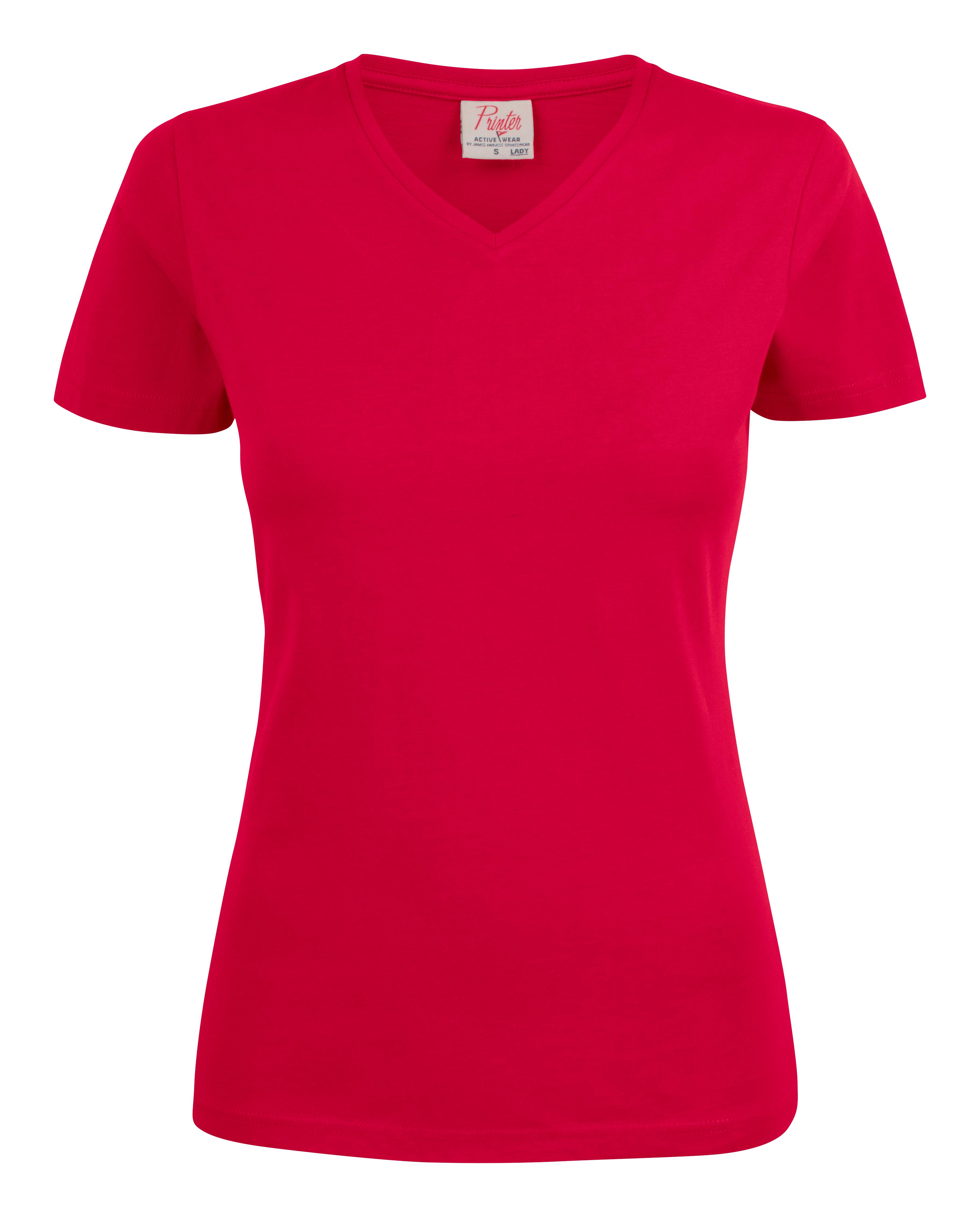 Printer Heavy V-neck Lady T-shirt Röd Röd