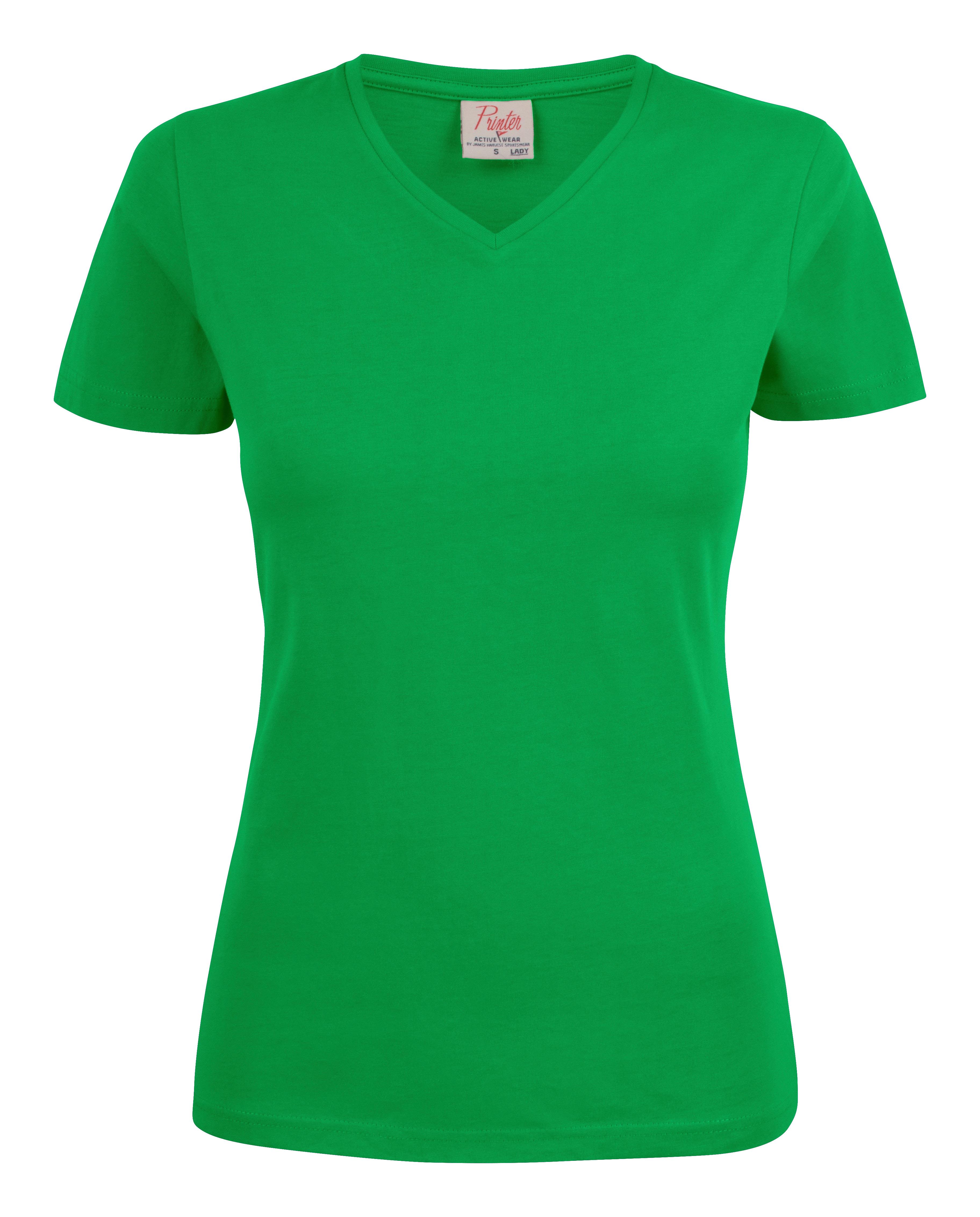 Printer Heavy V-neck Lady T-shirt Grön Grön