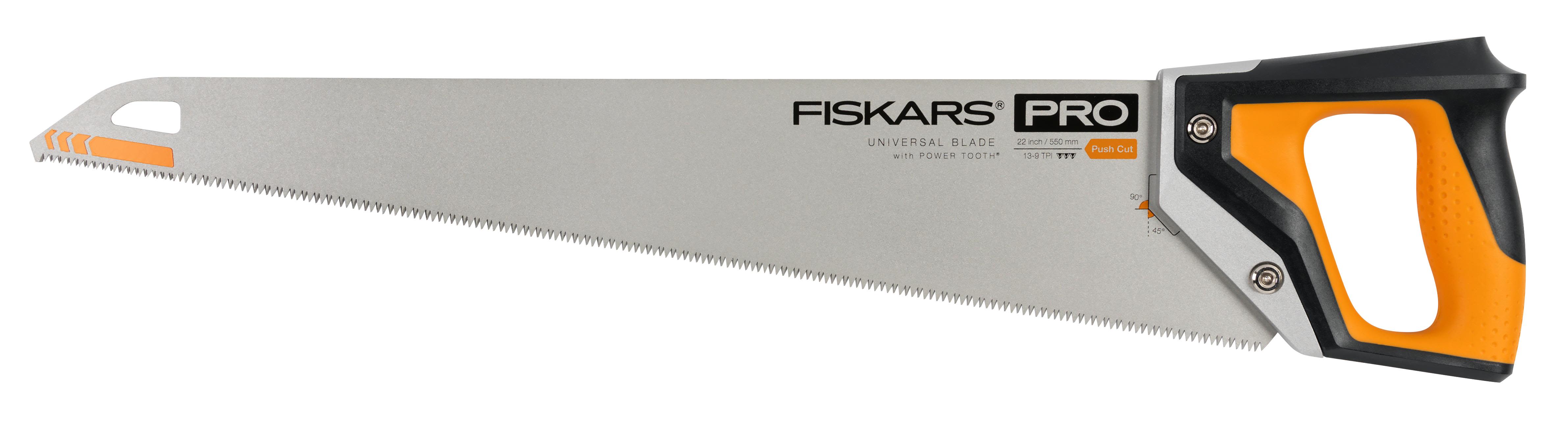 Fiskars Pro PowerTooth, Baufil, Tre, Sort, Sølv, Gult, Sort, Gult, 55 cm, 0,9 mm