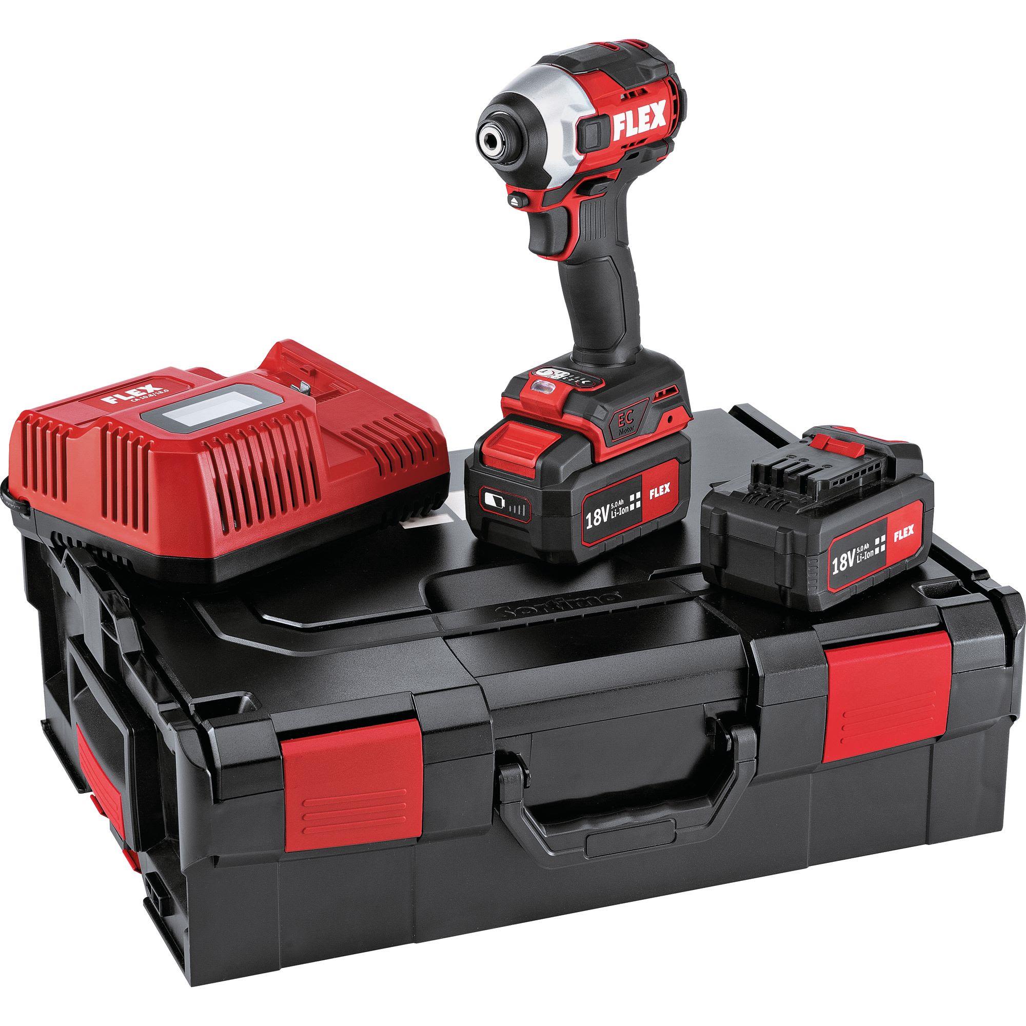 Flex ID1/4'' 18.0-EC-HD SET Slagskruvdragare med 2 st 5,0 Ah batterier, laddare