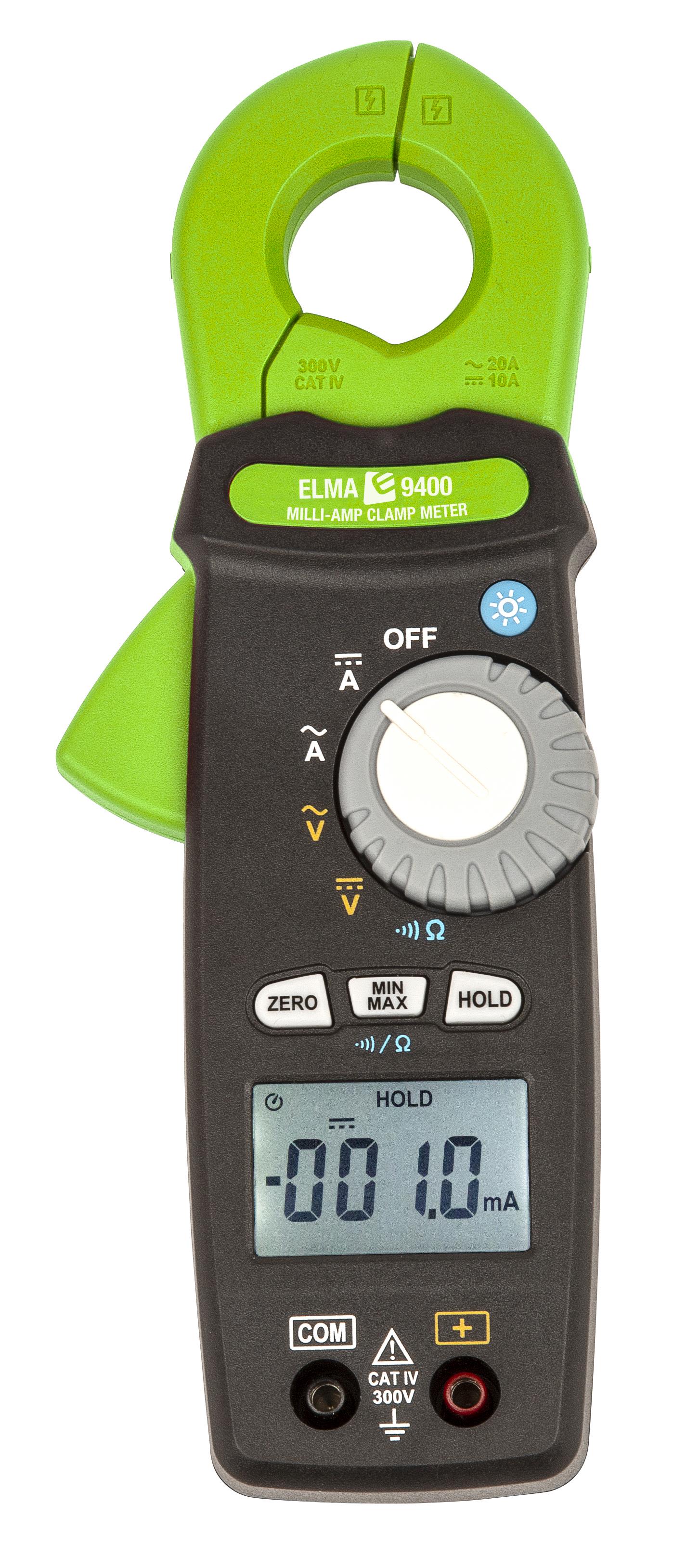 Elma True RMS Klemmeamperemeter 1E-05-20 A, AC/DC, med batteri