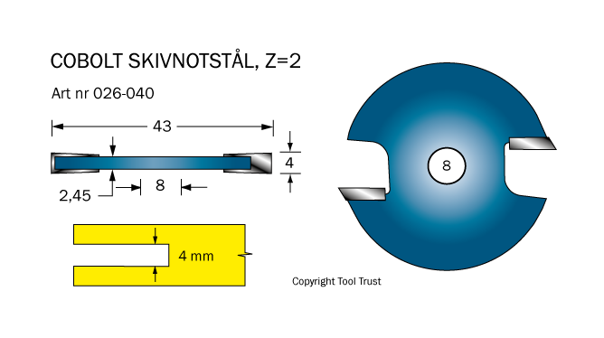 Cobolt 026-040 Notskiva L=4 D=43 Z=2