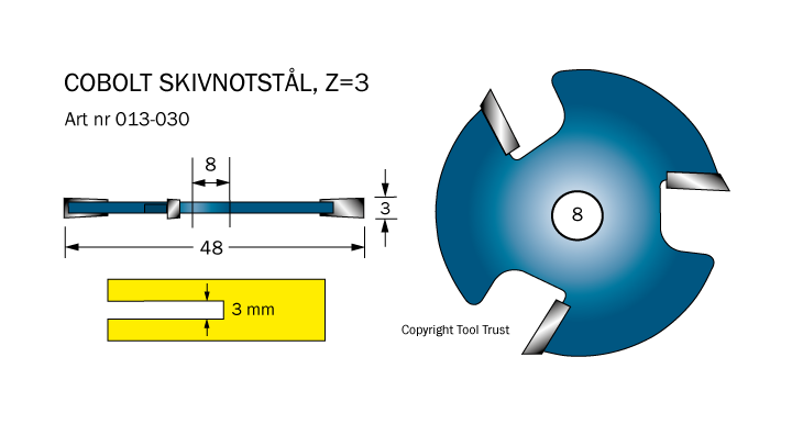 Cobolt 013-030 Notskiva L=3 D=48 Z=3