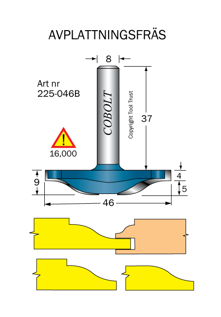 Cobolt 225-046B Frisfräs R=12,7 D=46 L=9