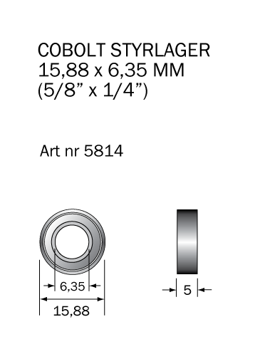 Cobolt 5814 Kullager 15,88 x 6,35 mm