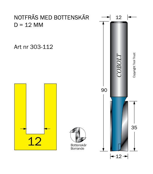 Cobolt 303-112 Notfräs D=12 L=35 TL=90 S=12