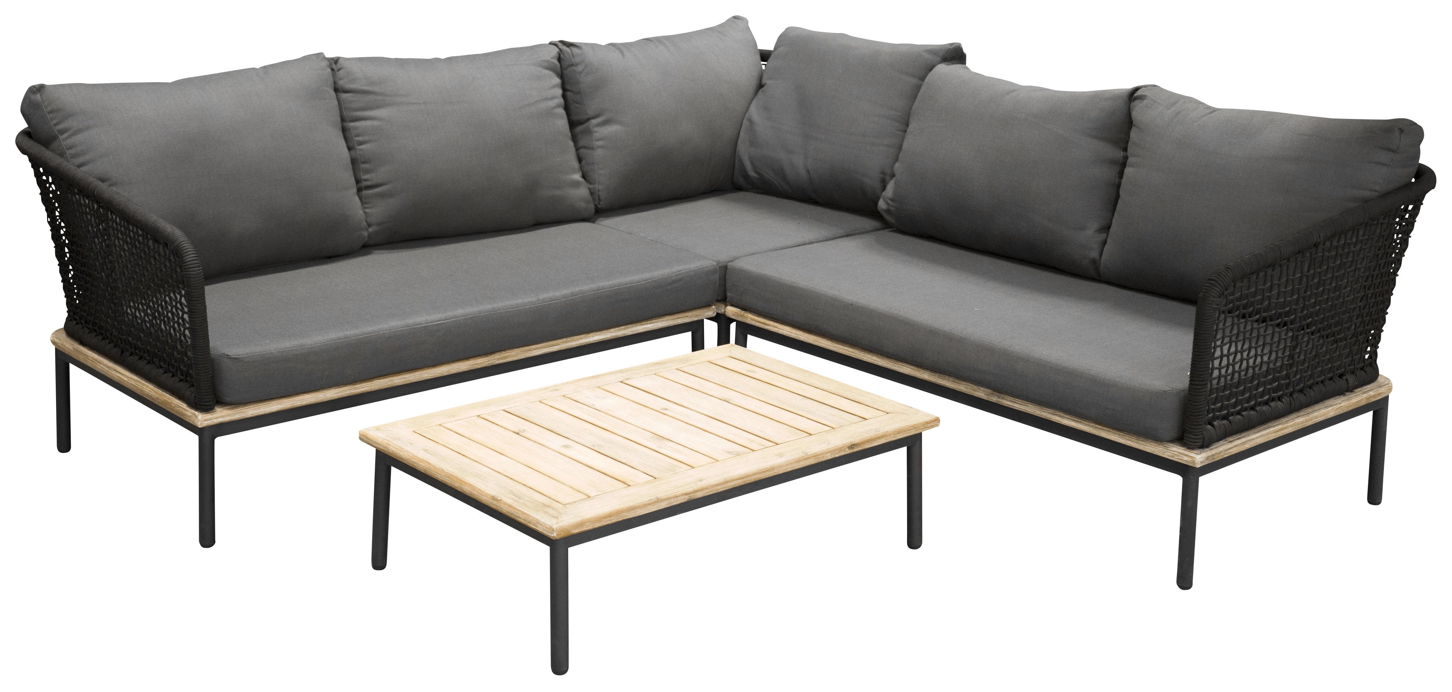Venture Home Andorra 9582-019 Loungeset soffa, bord, grått/svart/natur