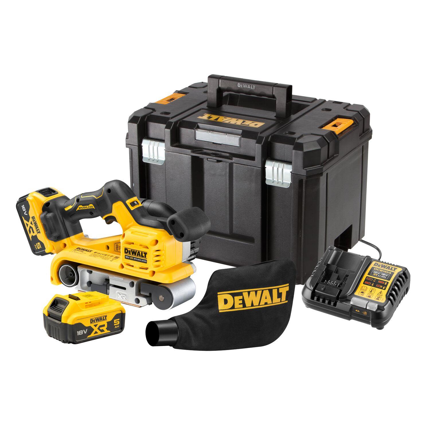 Dewalt DCW220P2-QW Båndsliper med batteri og lader