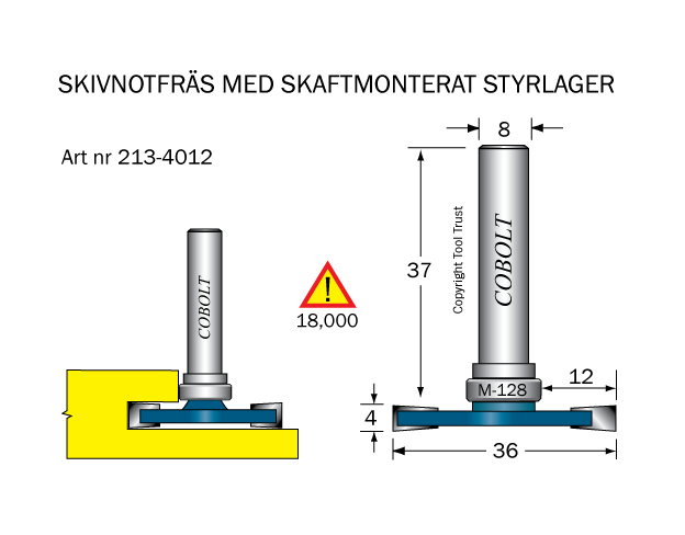 Cobolt 213-4012 Skivnotfräs L=4 F=12 D=36 TL=46 S=8