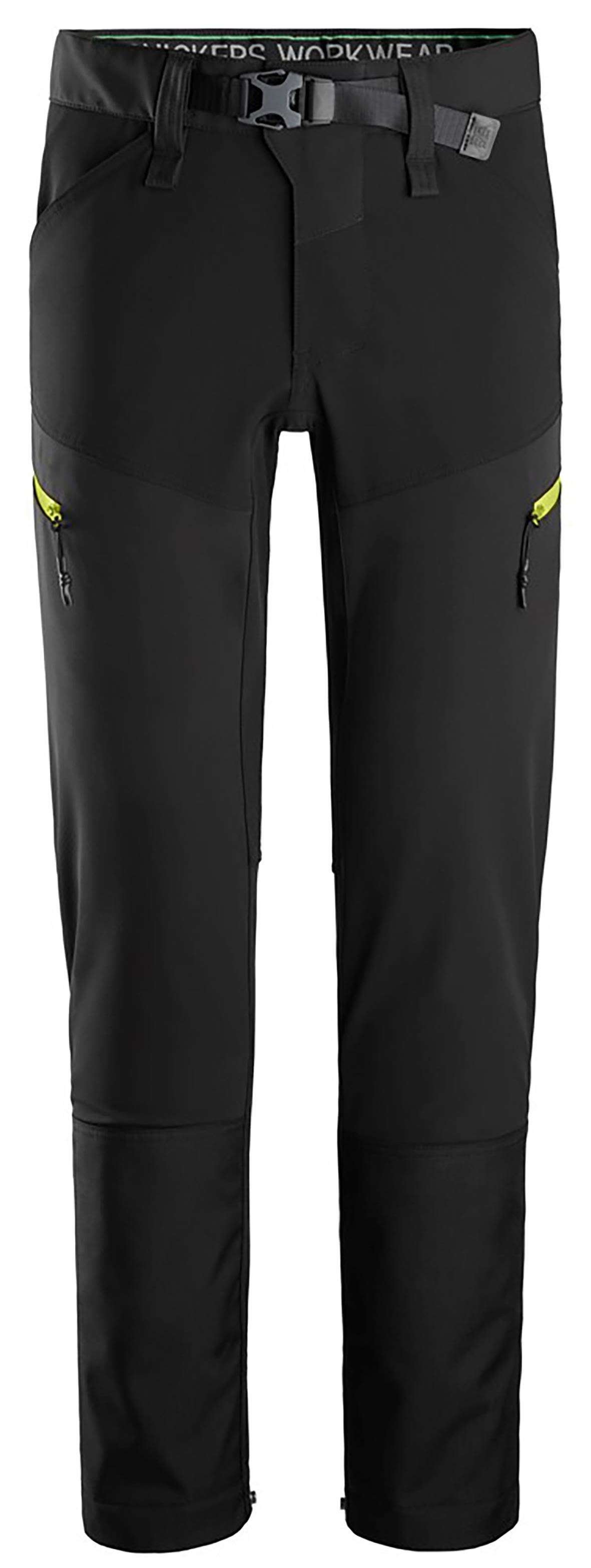 Snickers Workwear 6948-0467 FlexiWork Arbeidsbukse stretch. softshell, svart/gul 46