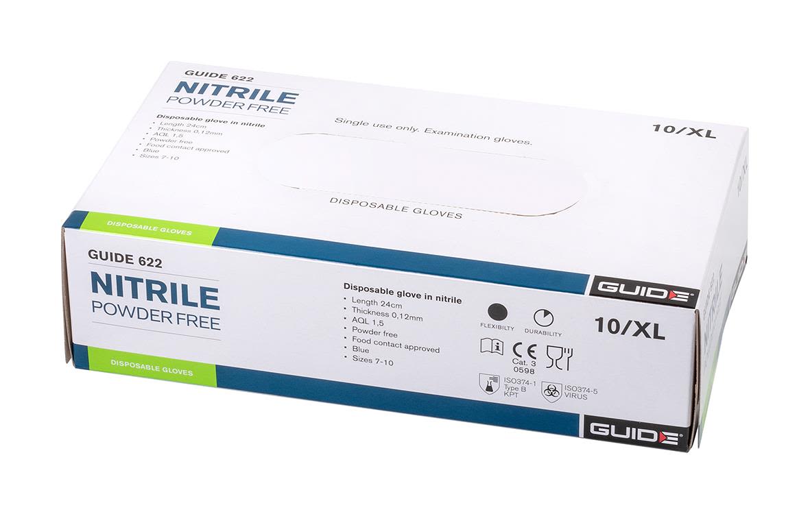 Guide Gloves 622 Handske nitril, opudrad, livsmedelsgodkänd 8, 100-pack
