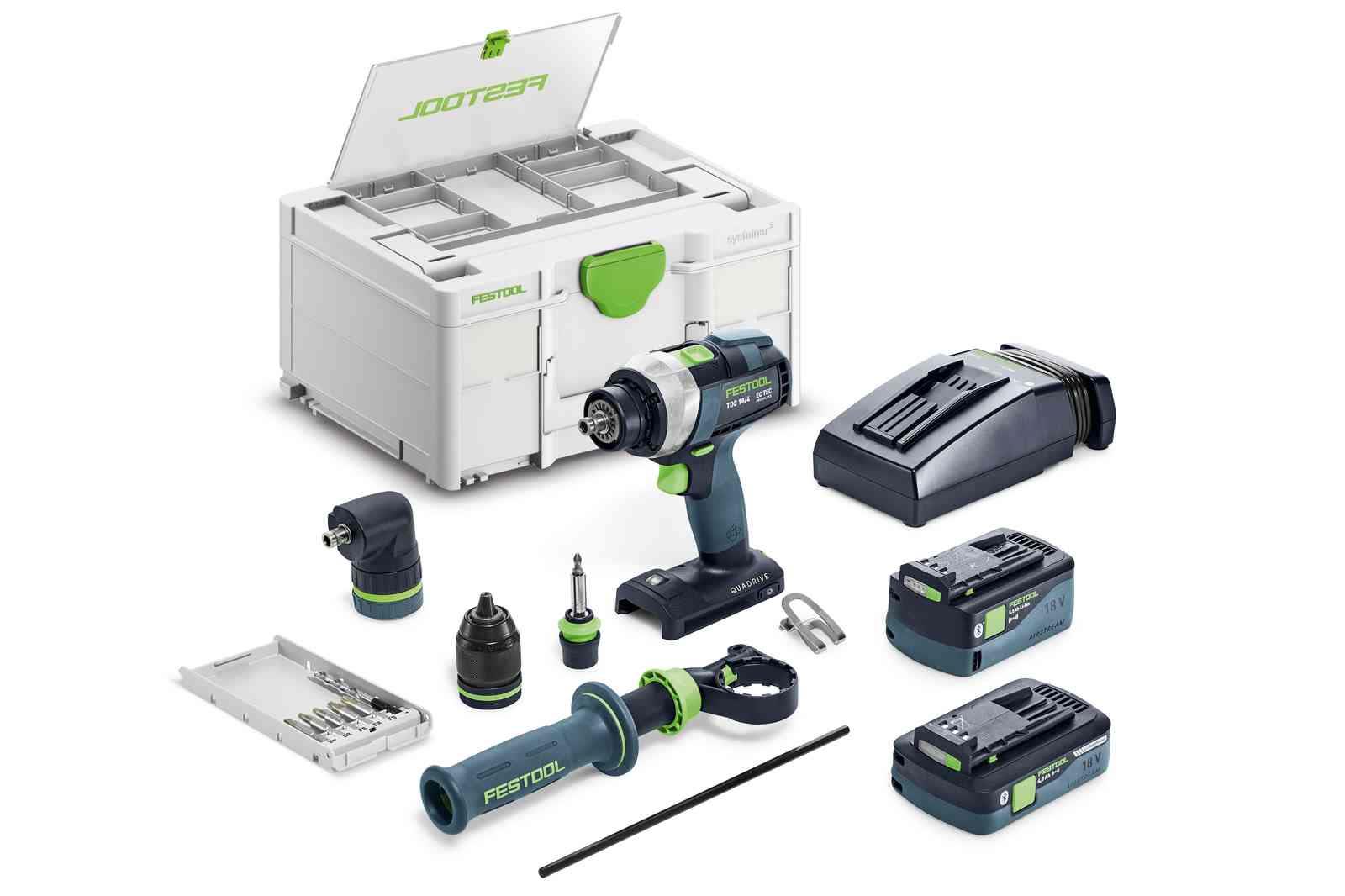 Festool QUADRIVE TDC 18/4 5,0/4,0 I-Set Skruvdragare med batteri och laddare