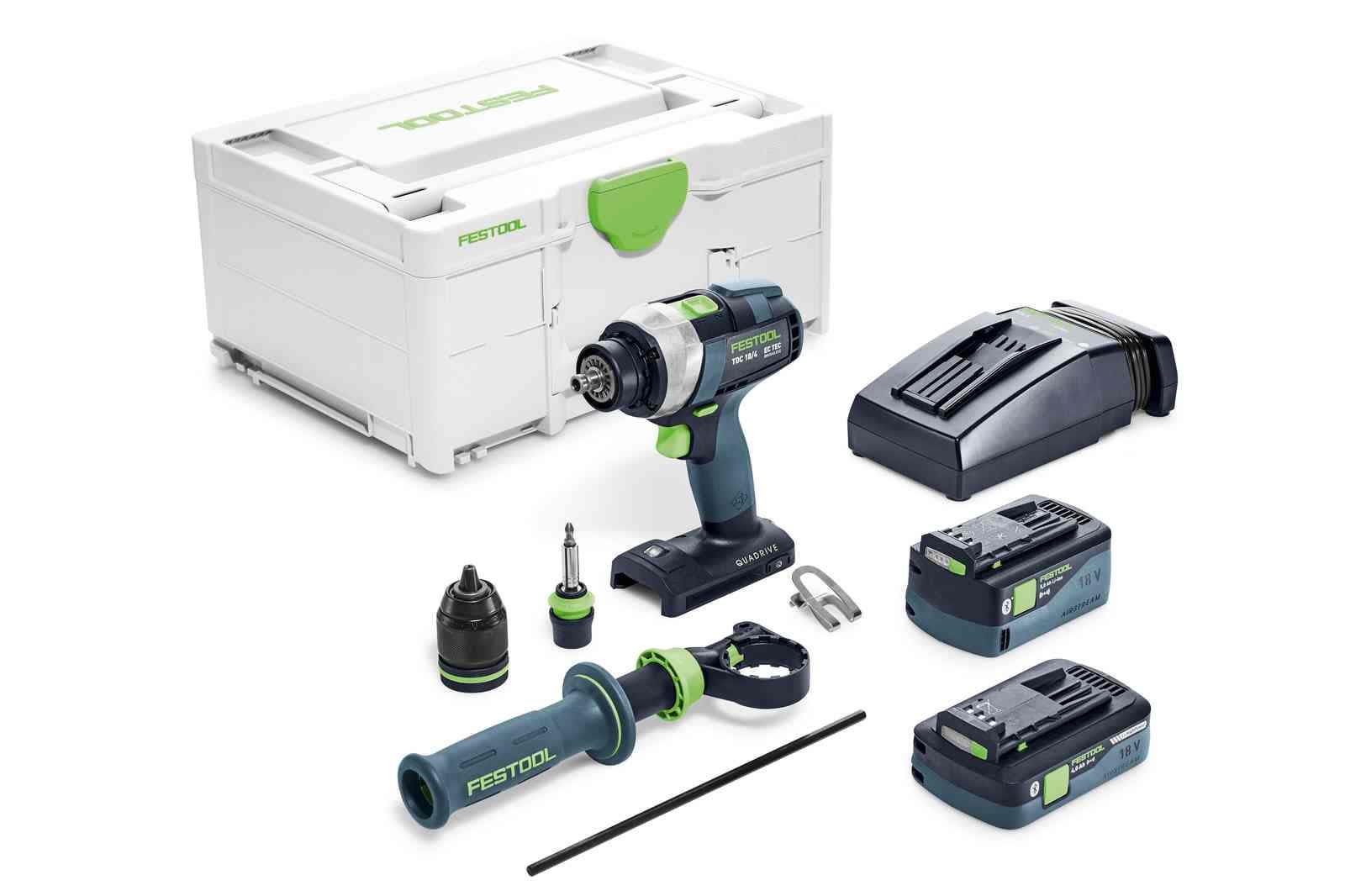 Festool QUADRIVE TDC 18/4 5,0/4,0 I-Plus Skruvdragare med batteri och laddare