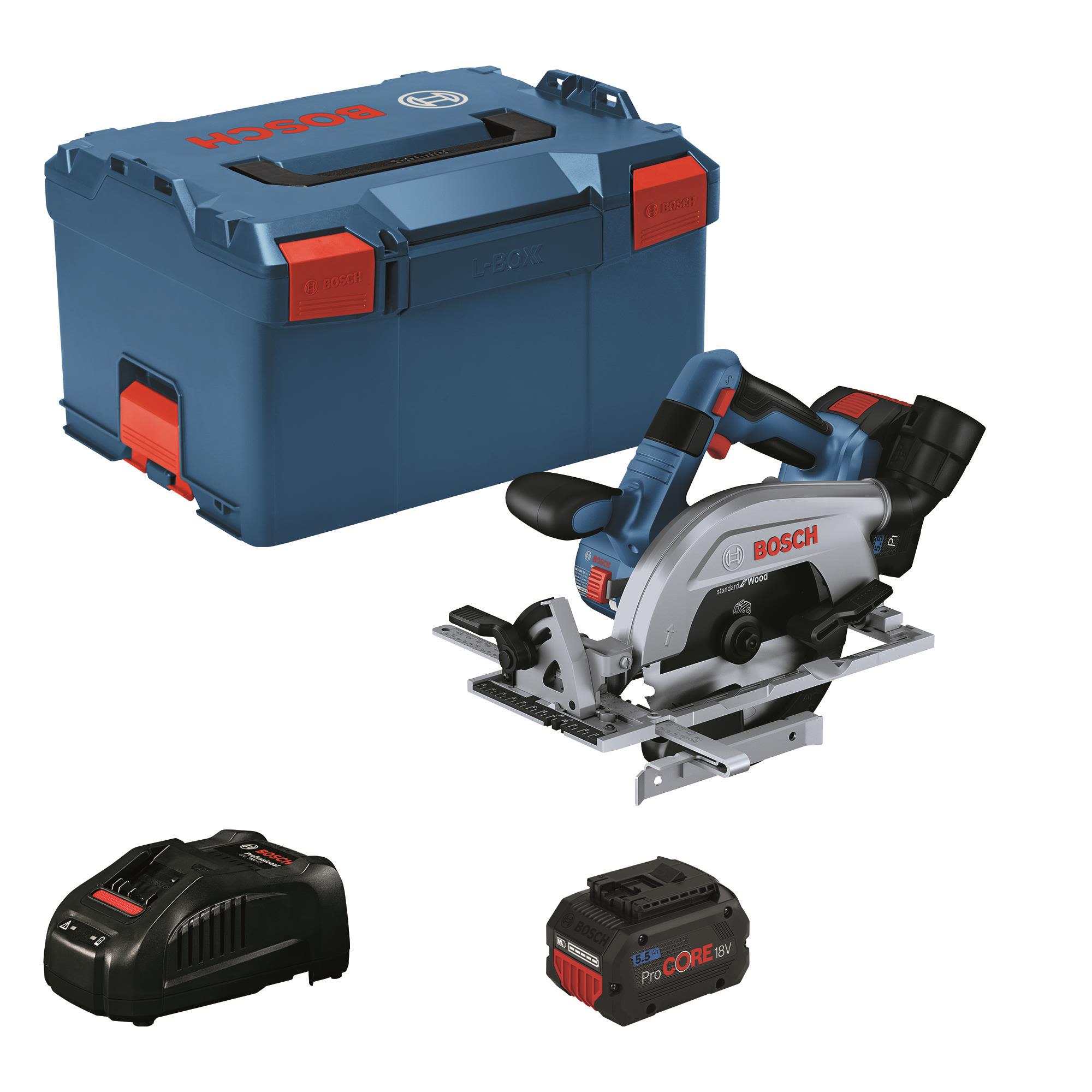 Bosch GKS 18V-57-2 L PROFESSIONAL, Tre, Sort, Blå, Sølv, Børsteløs, 16,5 cm, 5000 RPM, 5,7 cm