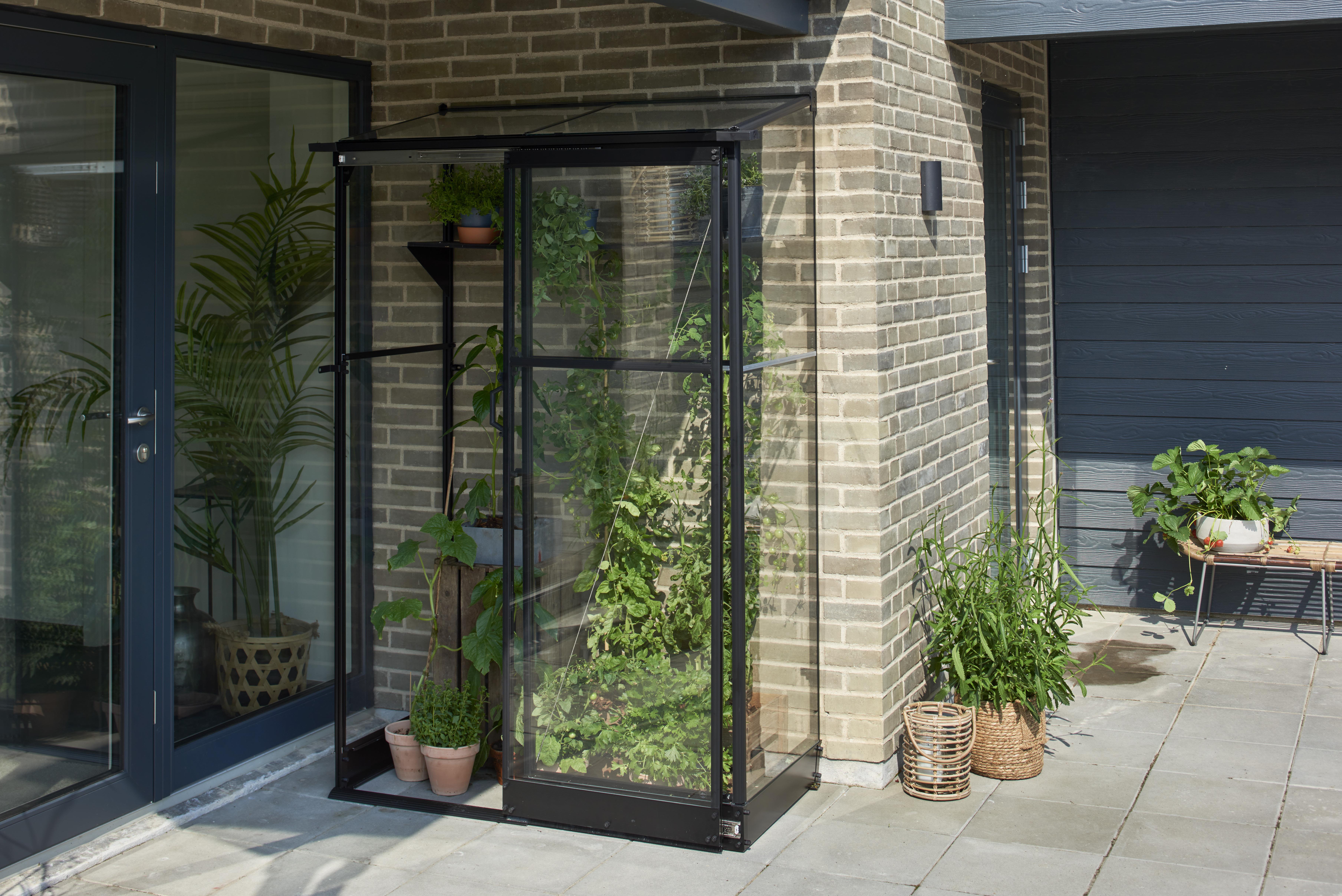 Halls Qube Lean-To 24 F09934 Växthus 0,8 m², svart