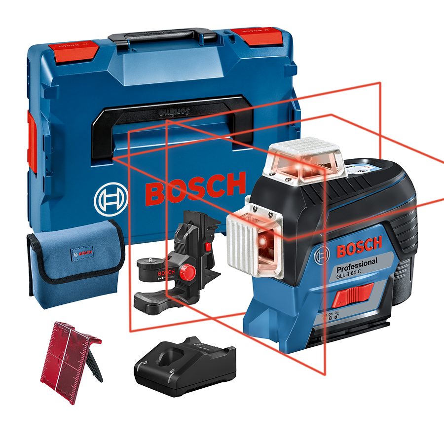 Bosch GLL 3-80 C Krysslaser med 2,0Ah batteri og lader