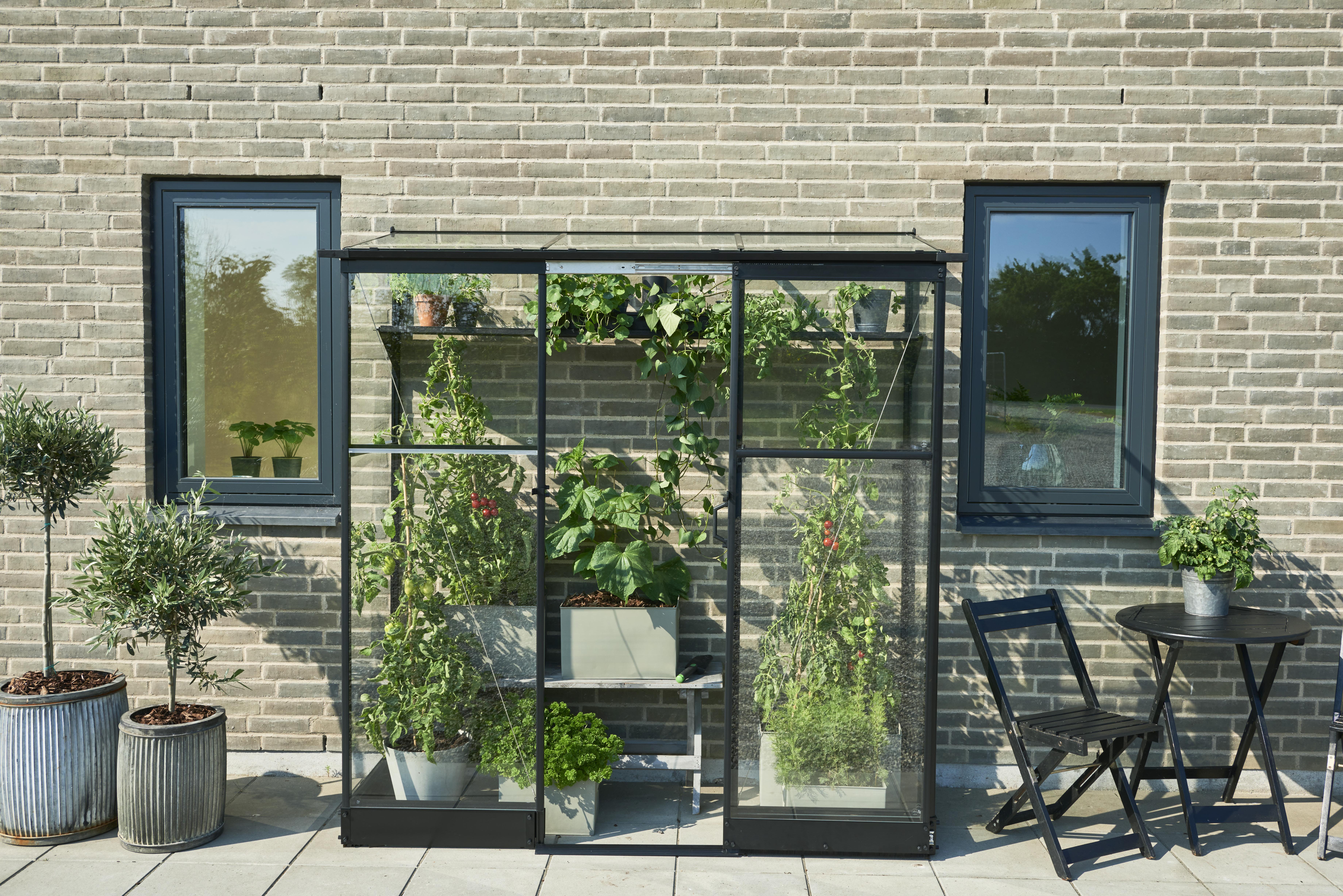 Halls Qube Lean-To 26 F09935 Växthus 1,2 m², svart