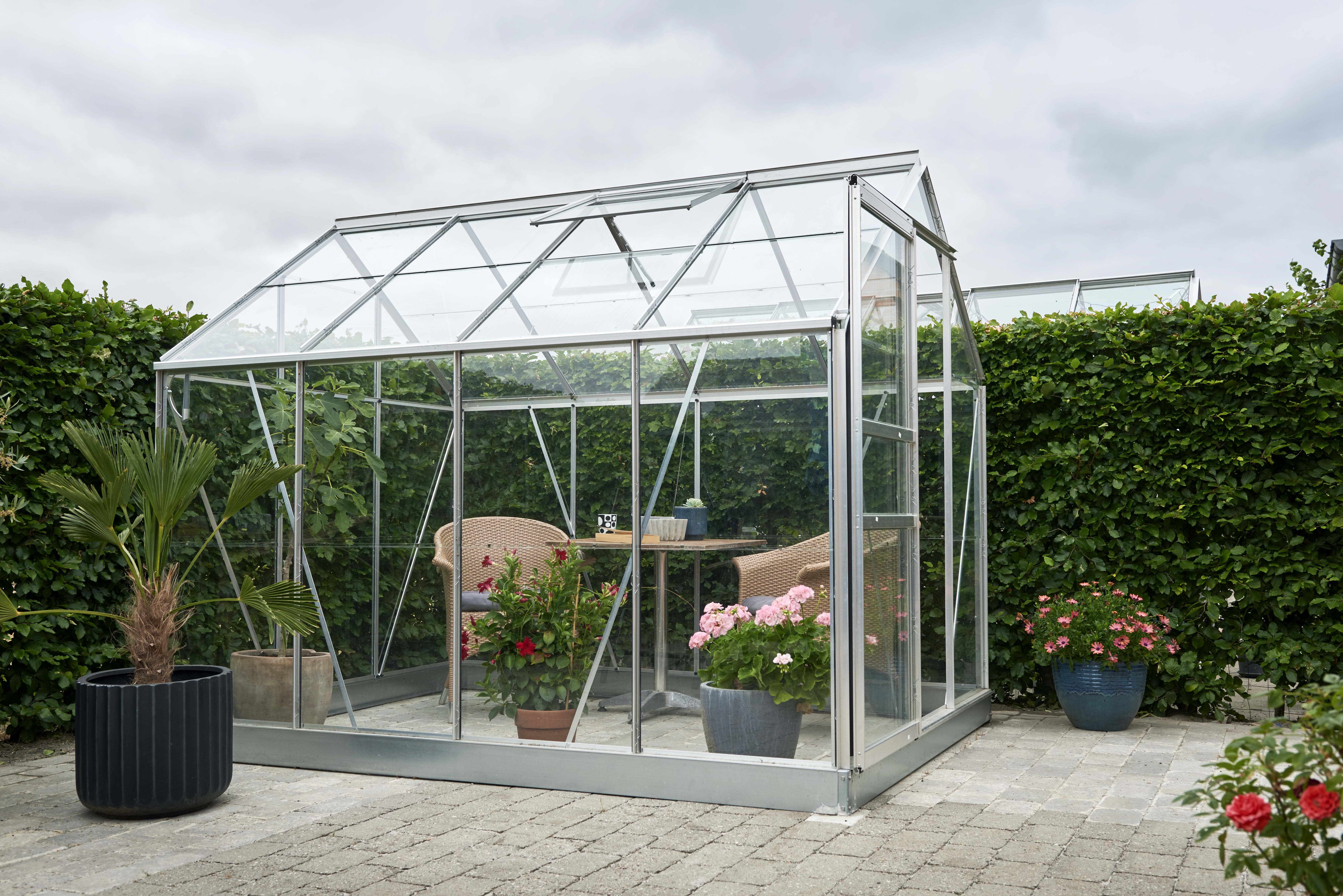Halls Popular 86 + SO1694 Växthus med fundament, 5 m², aluminium