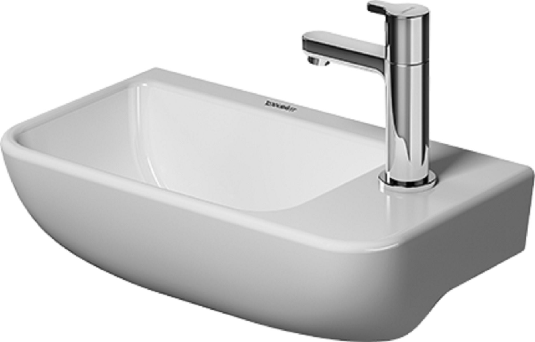 Duravit Me By Starck Tvättställ 400x220, blandarhål höger, vit