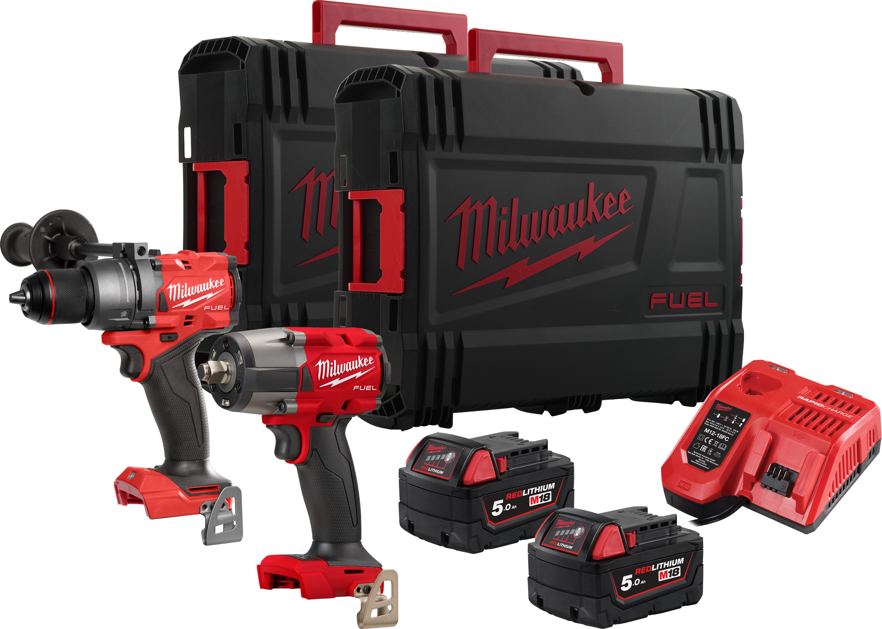 Milwaukee M18 FPP2F3-502X Verktygspaket med batteri och laddare