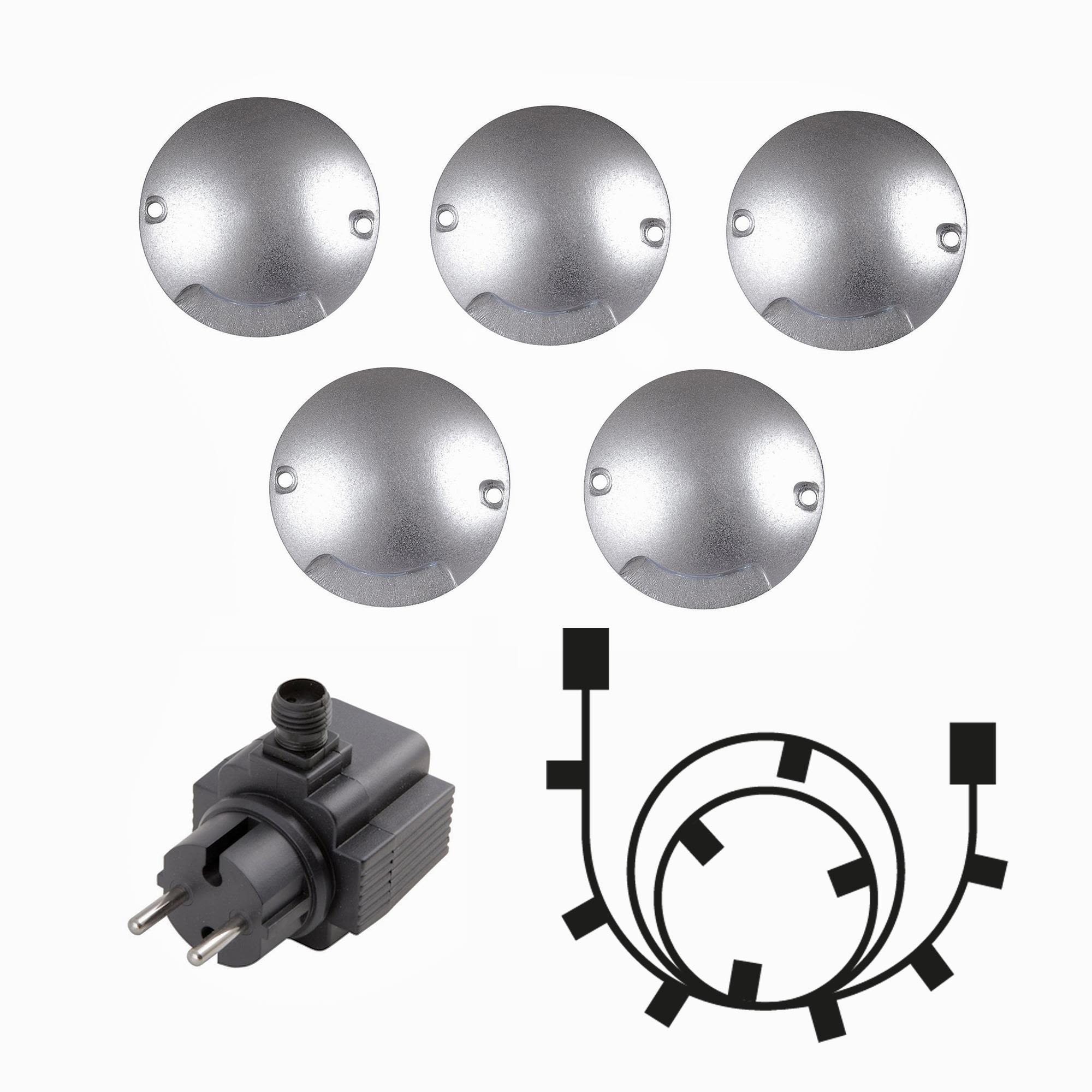 LightsOn Zenit 5042 Balkongarmatur sølv, lm 20, 0,5 W, 5-pakk