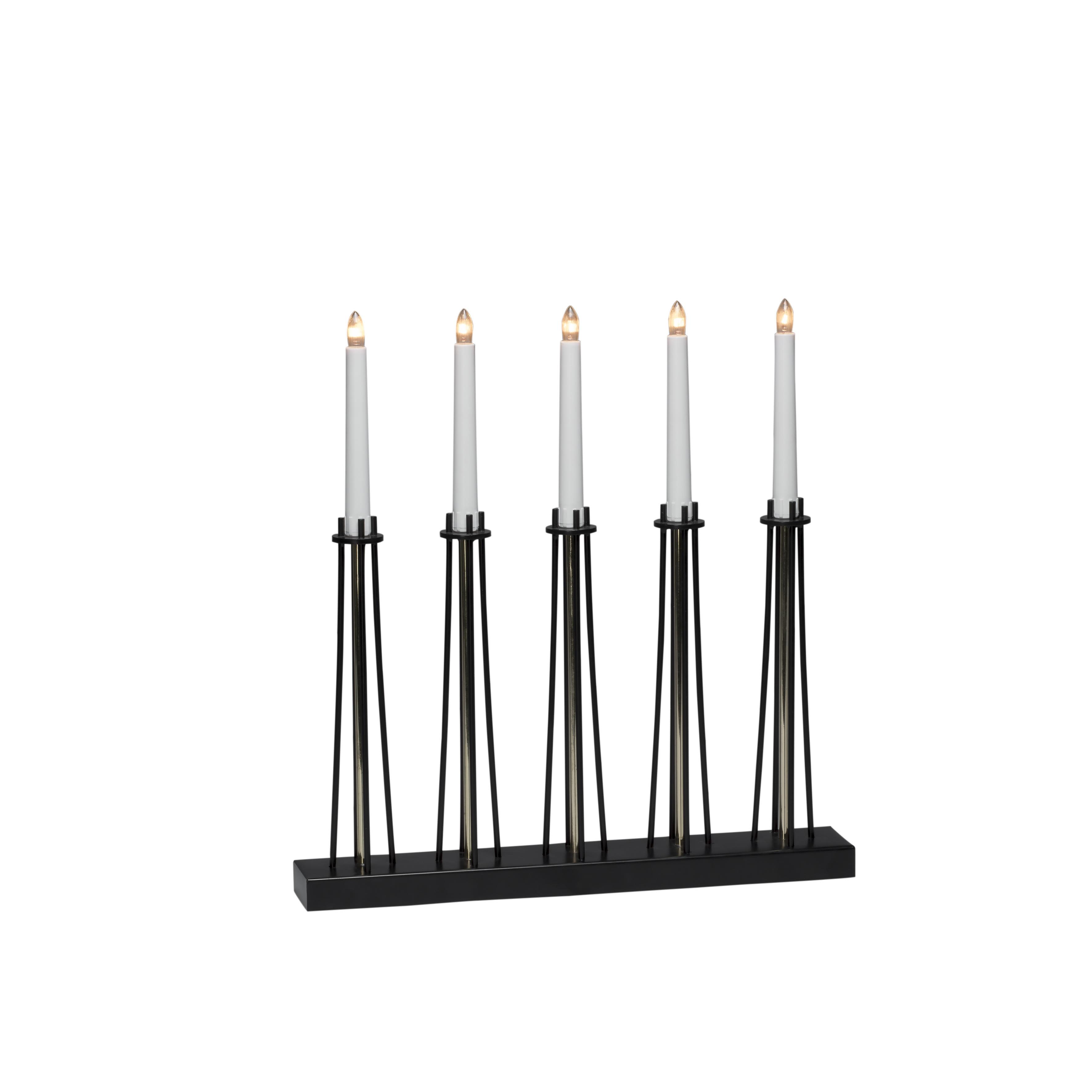 Konstsmide 3521-780TR Adventsljusstake 5 ljus, svart/mässing, 24V, IP20