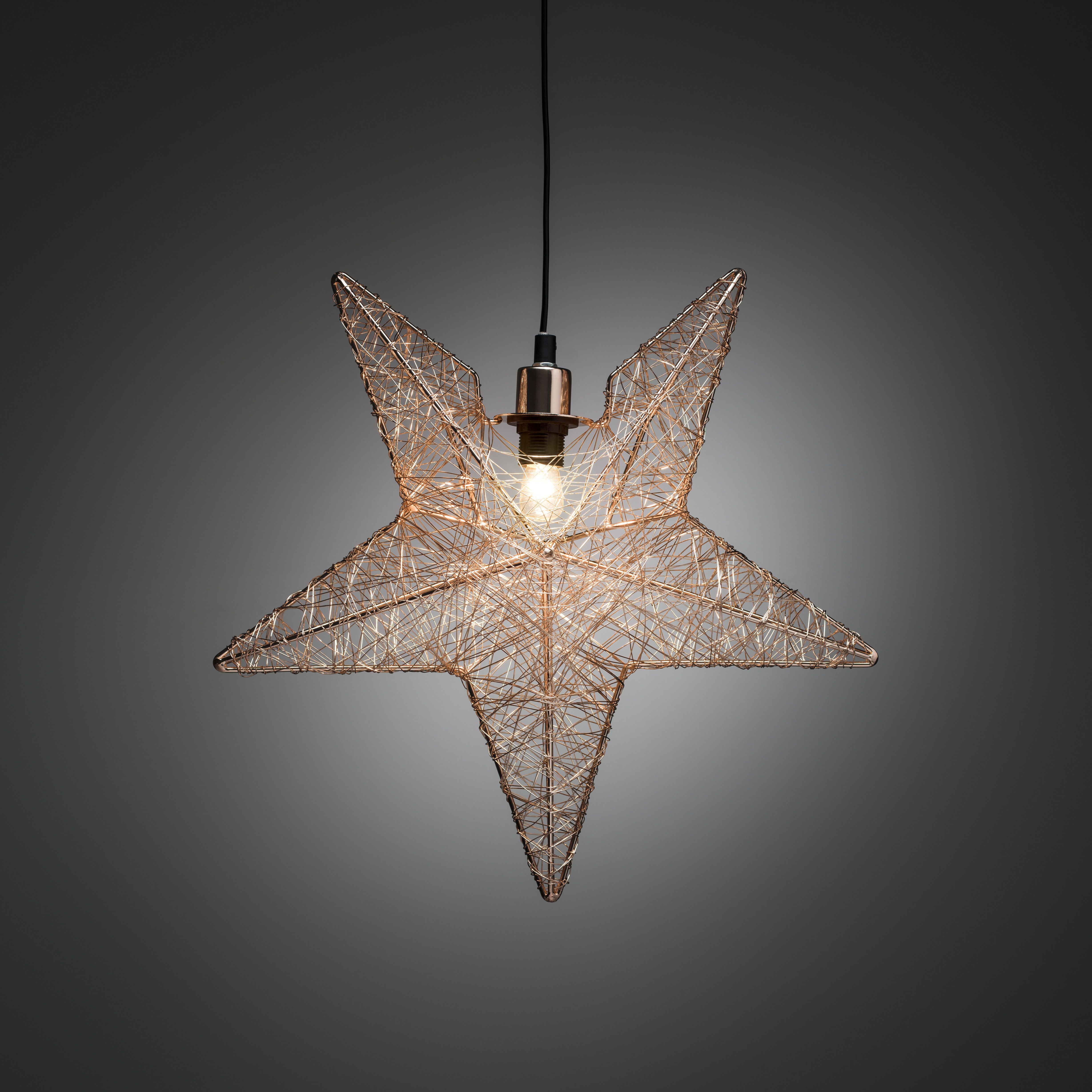 Étoile Lumineuse Métallique Konstsmide 42 Cm - Couleur Cuivre, Douille E14, Câble Avec Interrupteur - Décoration Murale Ou Suspendue