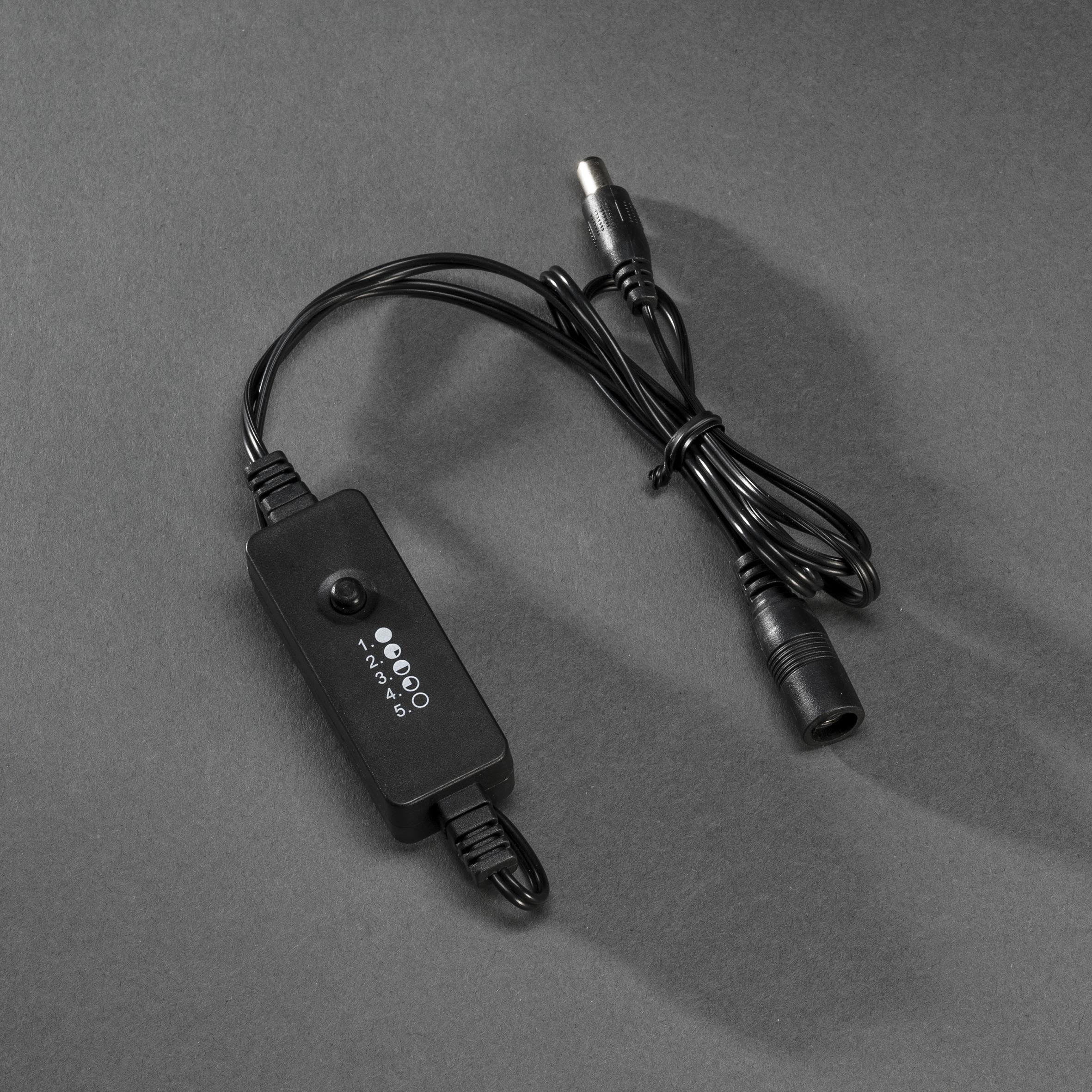 Konstsmide 3668-017 Dimmer 5 steg, transparent kabel Svart