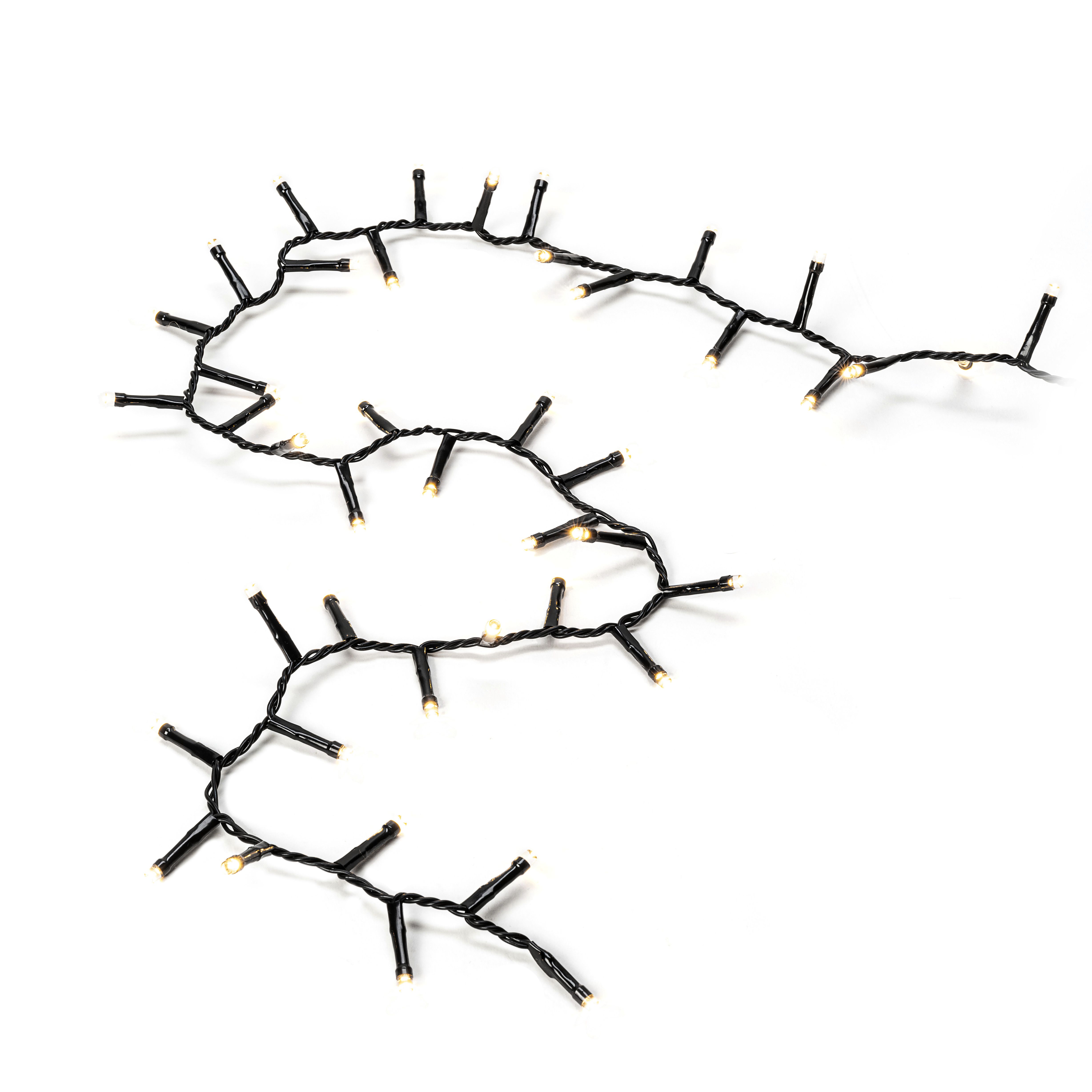 Konstsmide 3869-100 Lyskæde cluster, varm hvid, sort kabel 17.58 m
