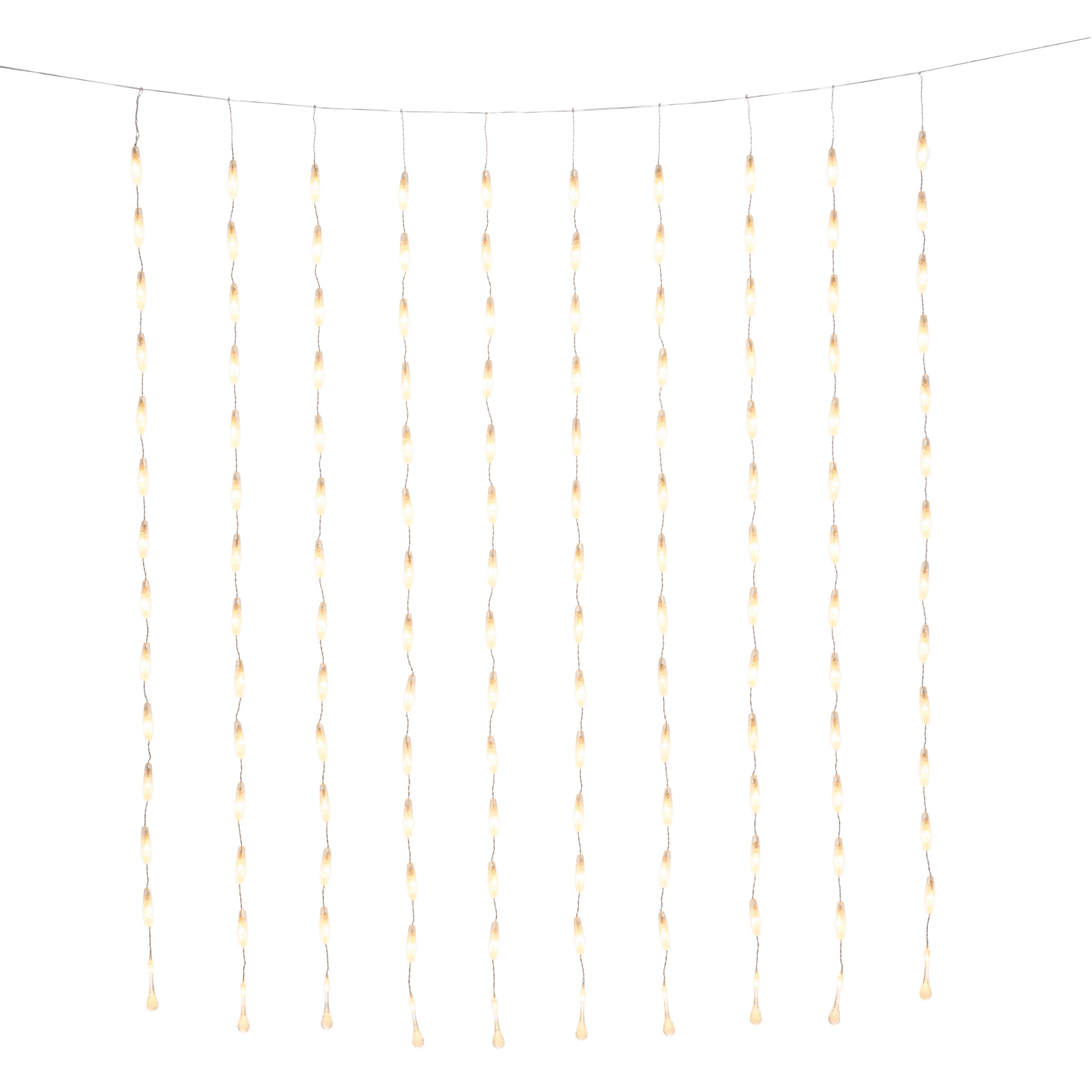 Konstsmide 4051-103 Ljusslinga gardin av droppar, varmvita 140x120 cm