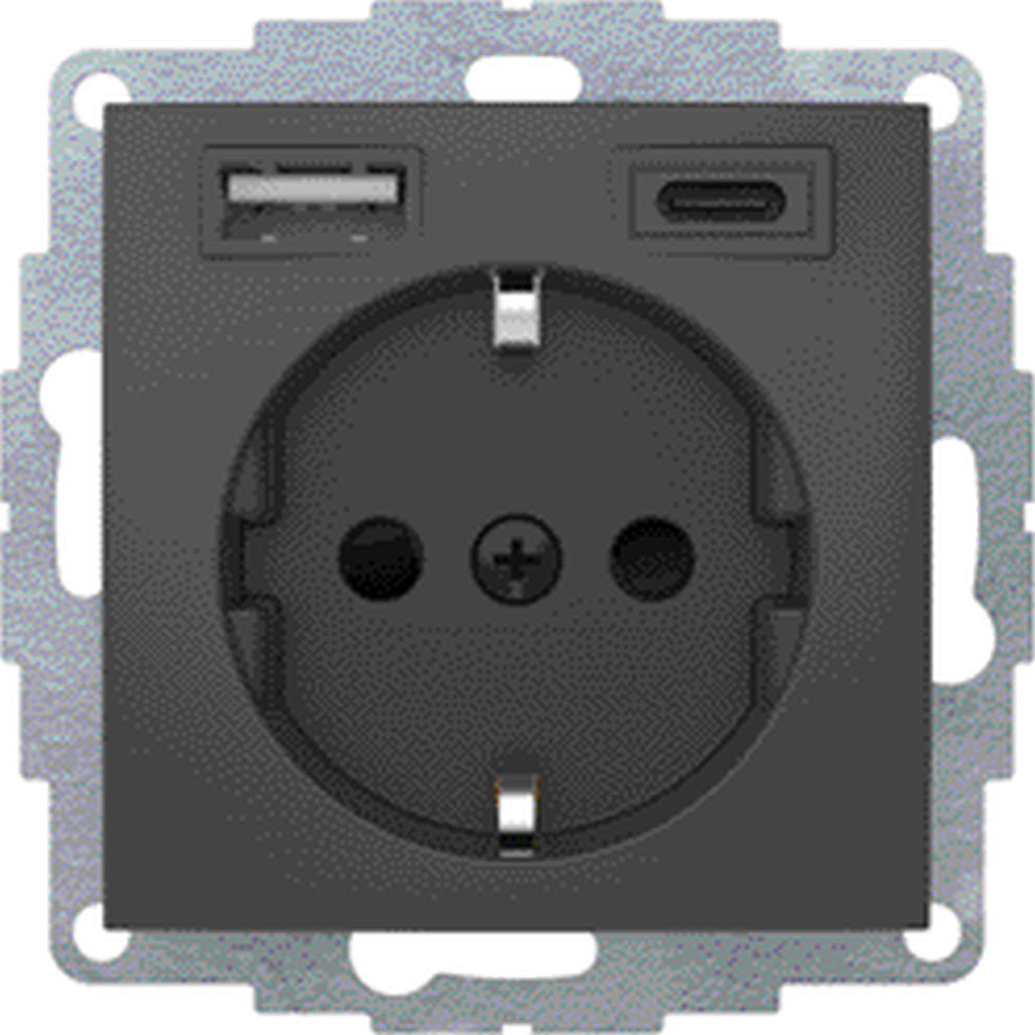 Hager 48041606 Uttag 1-vägs,  USB-uttag A+C 3A