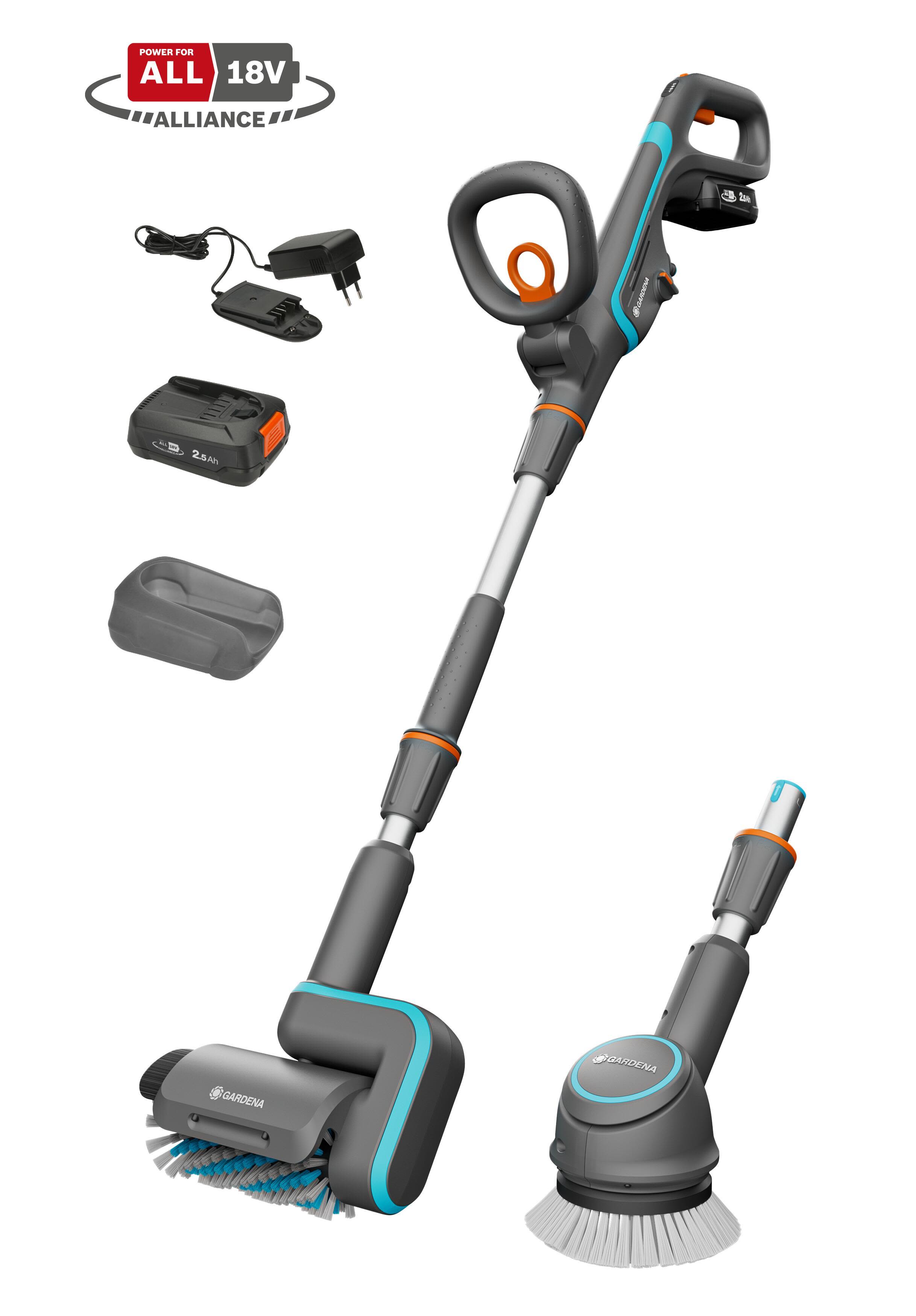 Gardena AquaBrush Set Terrasse-renser 2 forskellige børster, med batteri og oplader