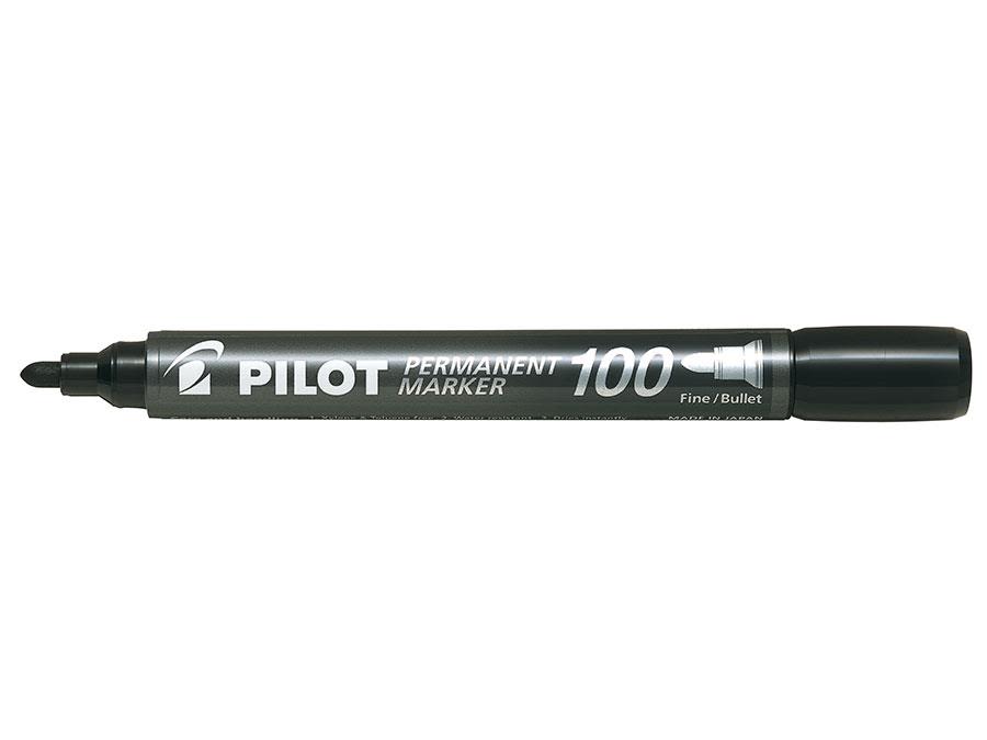 Pilot Permanent Marker 100 Markeringspenn rund spiss, 20-pakk Svart
