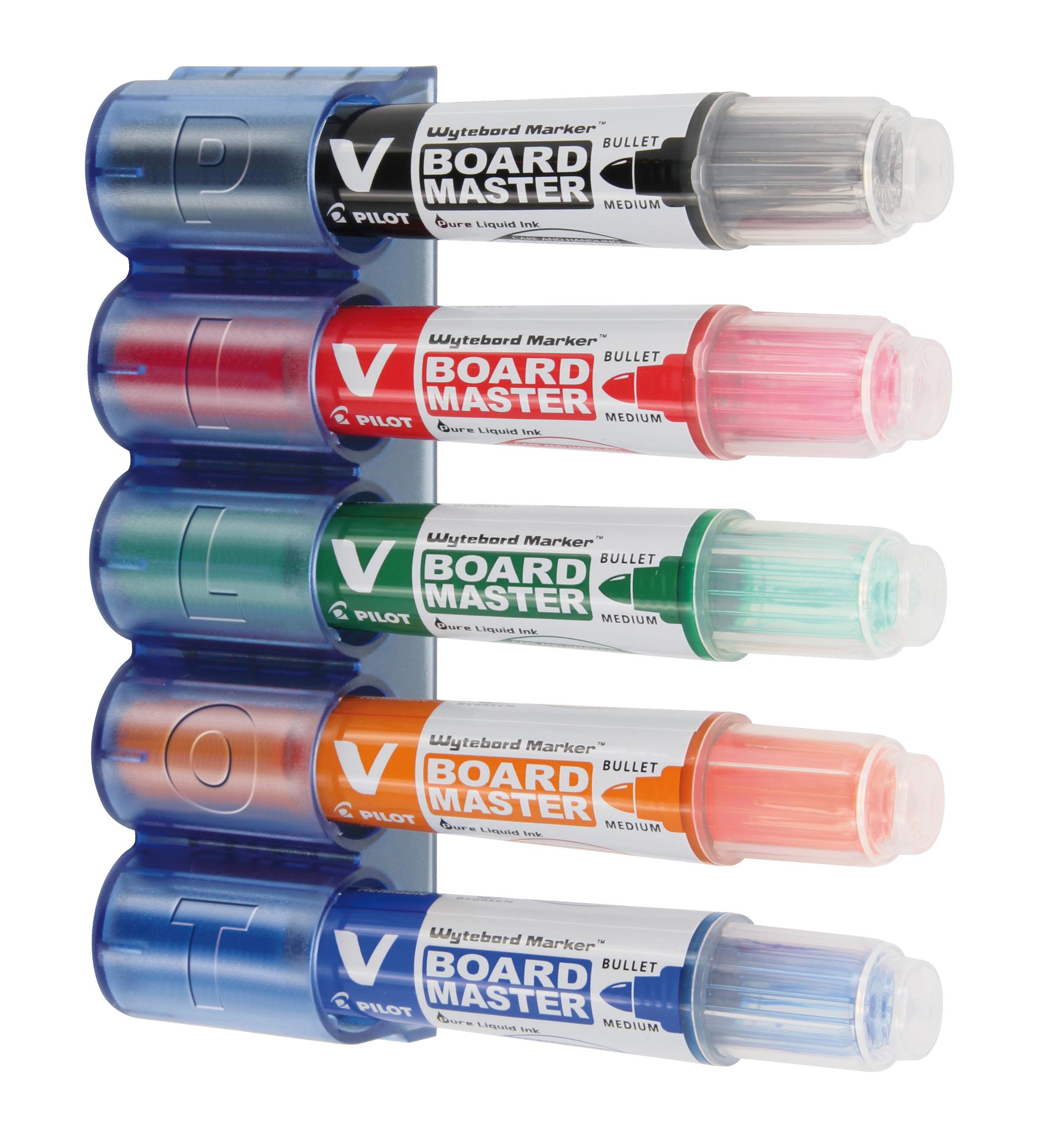 Pilot V Board Master Whiteboardmarkør med holder, 5-pak