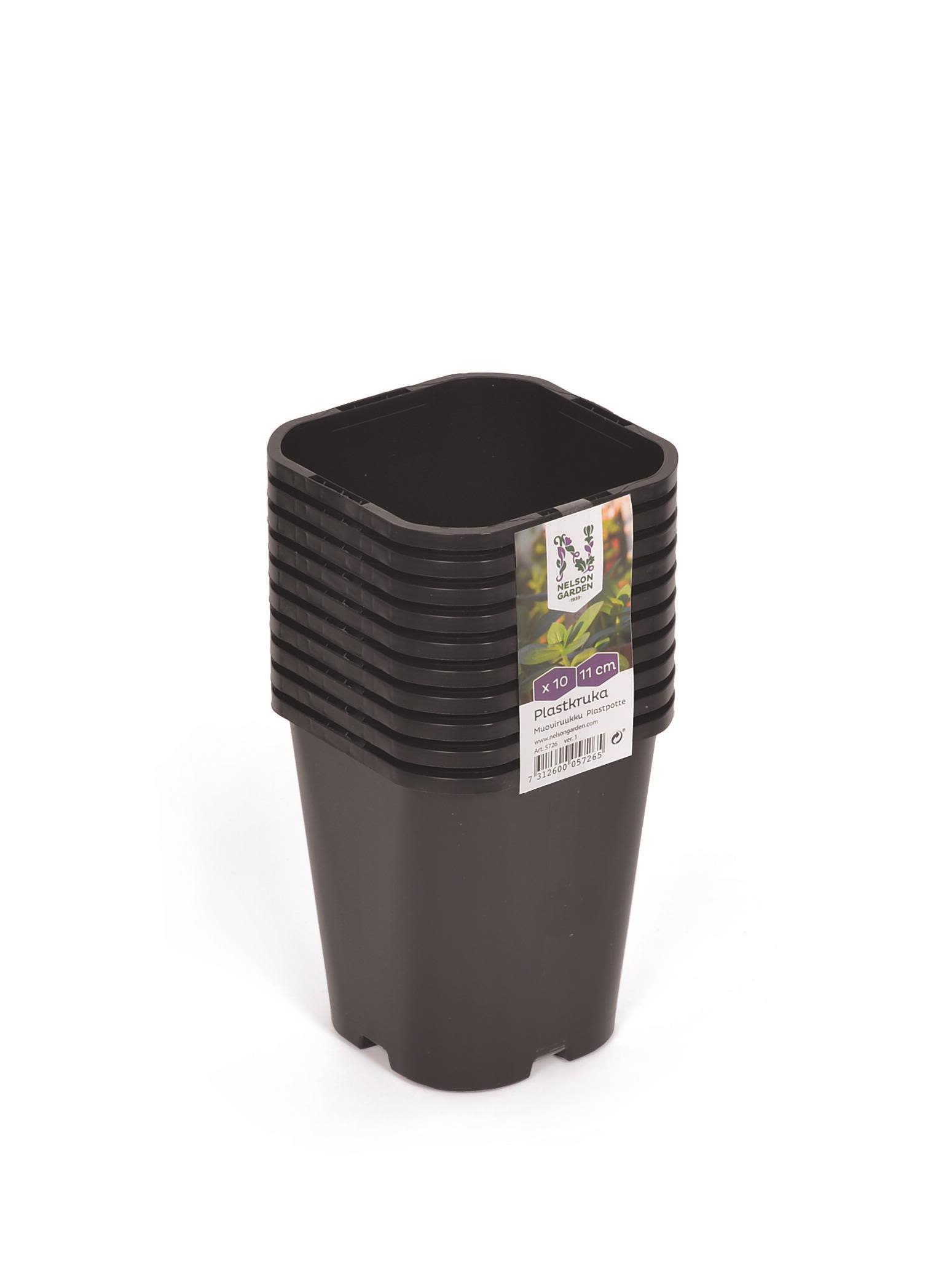 Nelson Garden 5726 Plastkruka svart, 11 cm, 10-pack