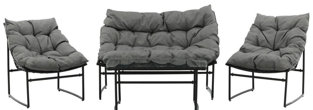 Venture Home Tina 2043-408 Loungeset soffa, bord, fåtöljer, svart/grått