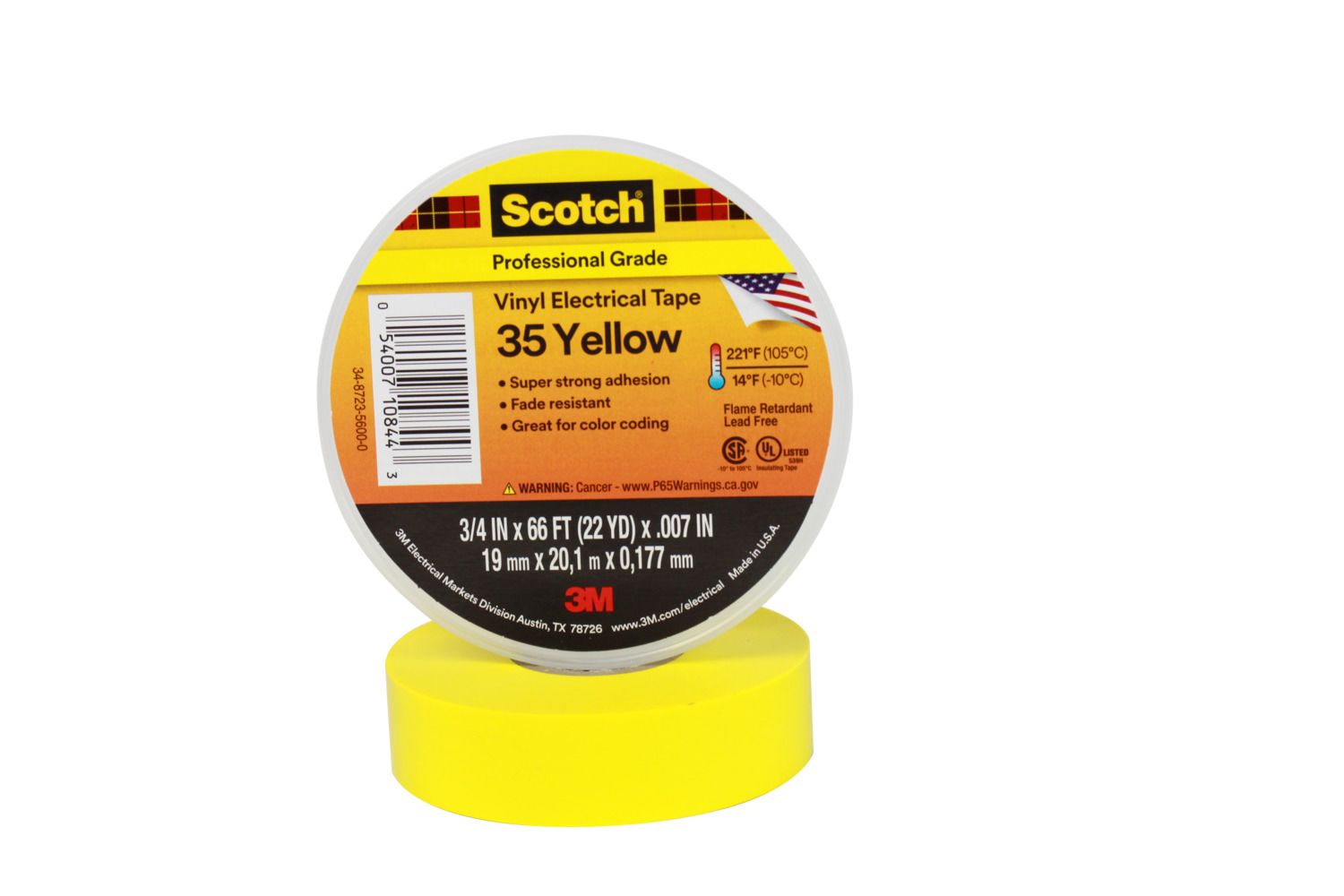 3M Scotch 35 Eltejp 19mm, 20m, gul