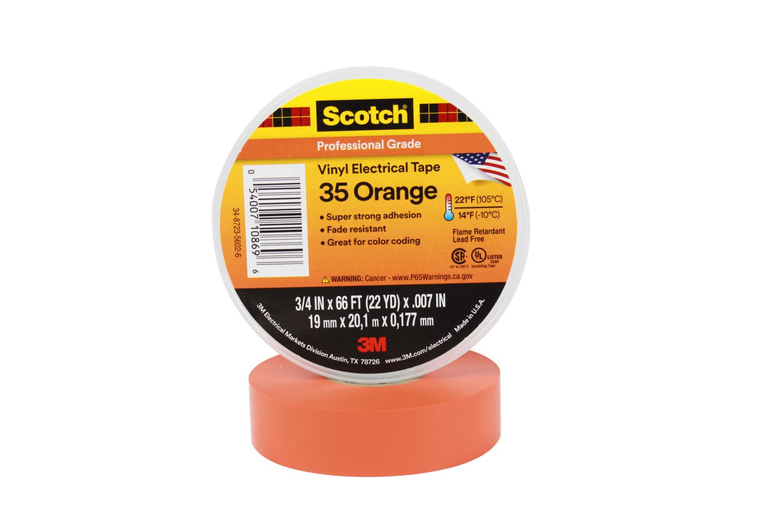 3M Scotch 35 Eltejp 19mm, 20m, orange