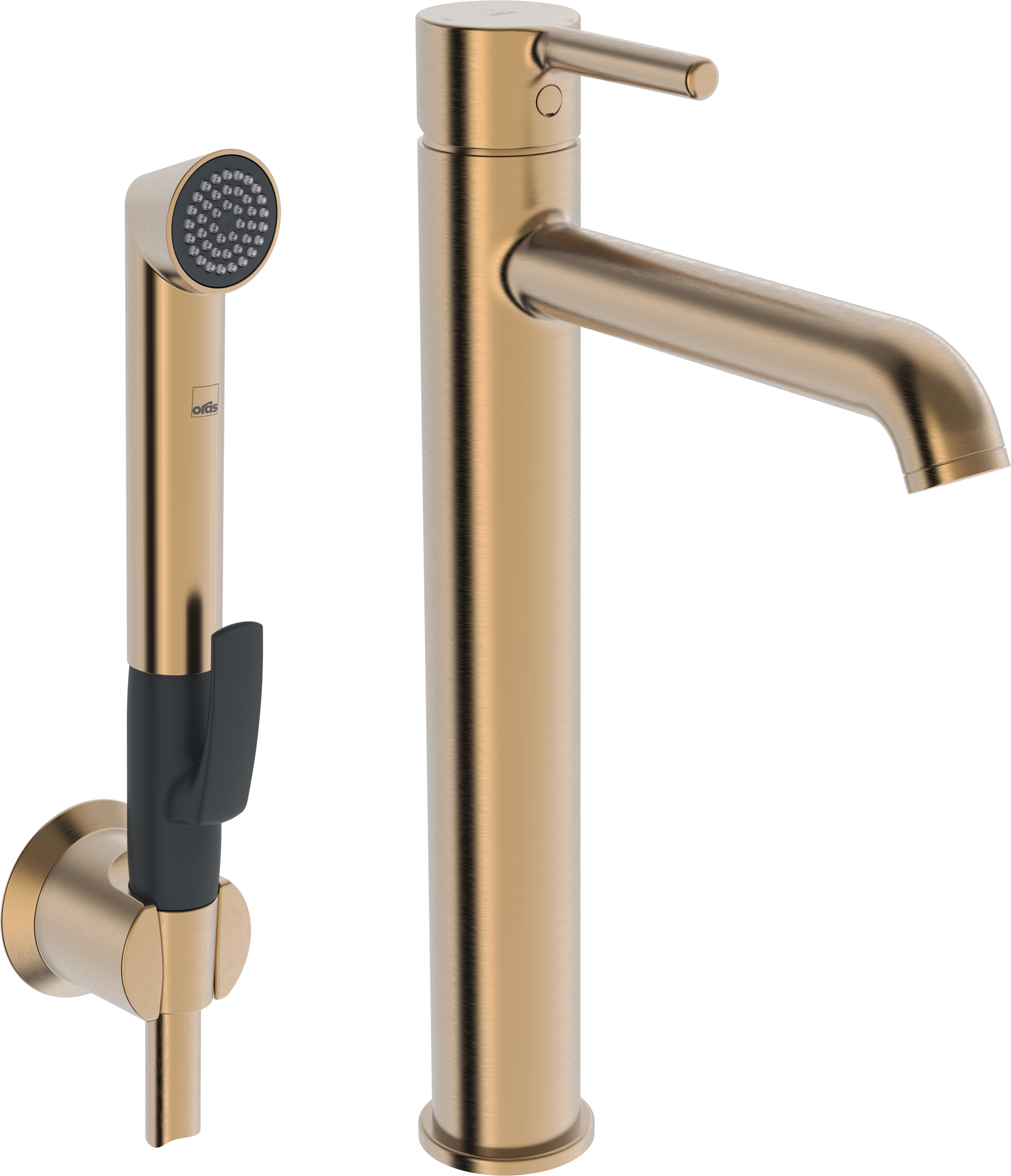 Oras Optima Style 2602FH-81 Servantkran høy modell, med hånddusj Børstet bronse