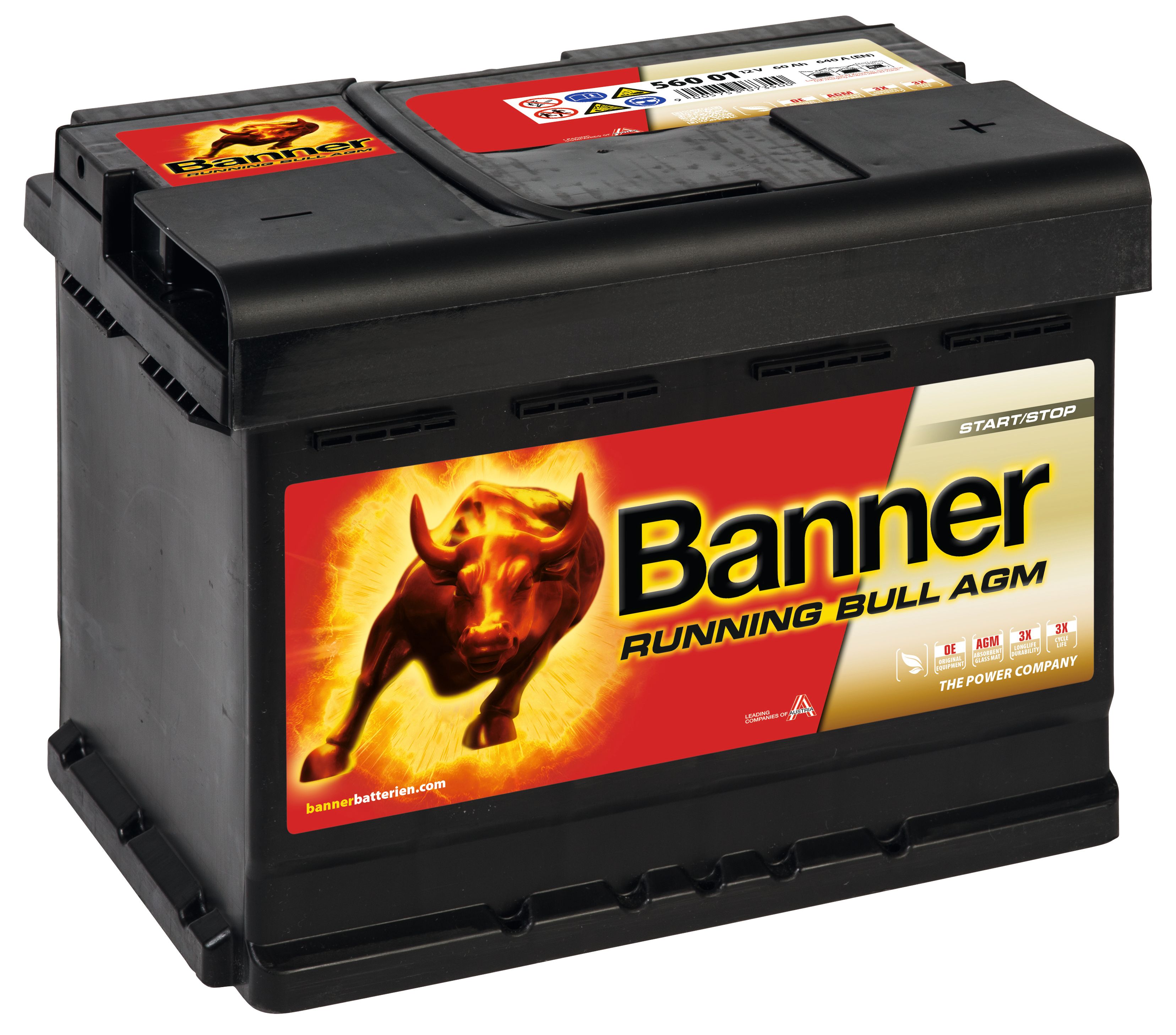 Banner Running Bull AGM 56001M Startbatteri 12V, 60 Ah