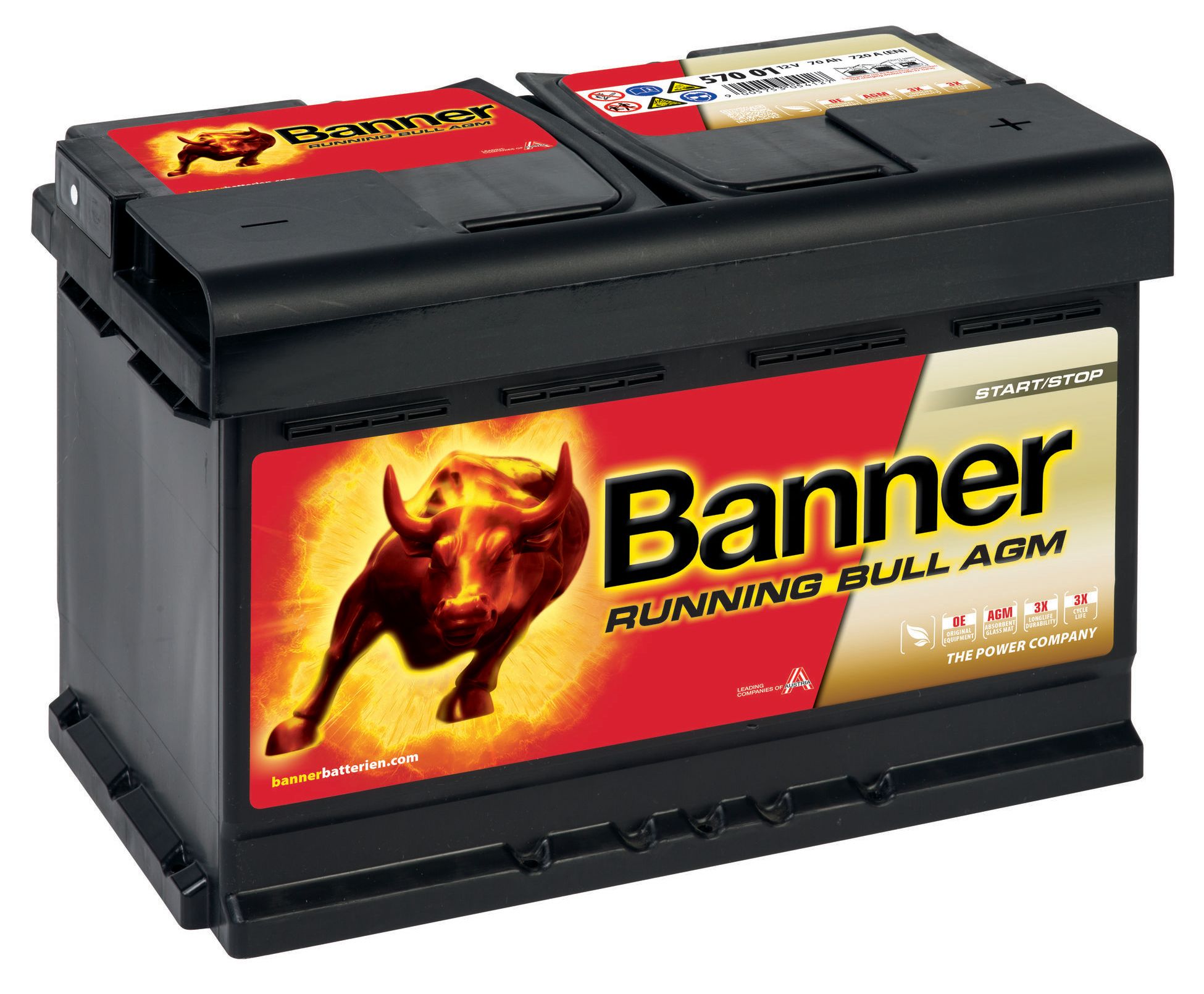 Banner Running Bull AGM 57001M Startbatteri 12V, 70 Ah