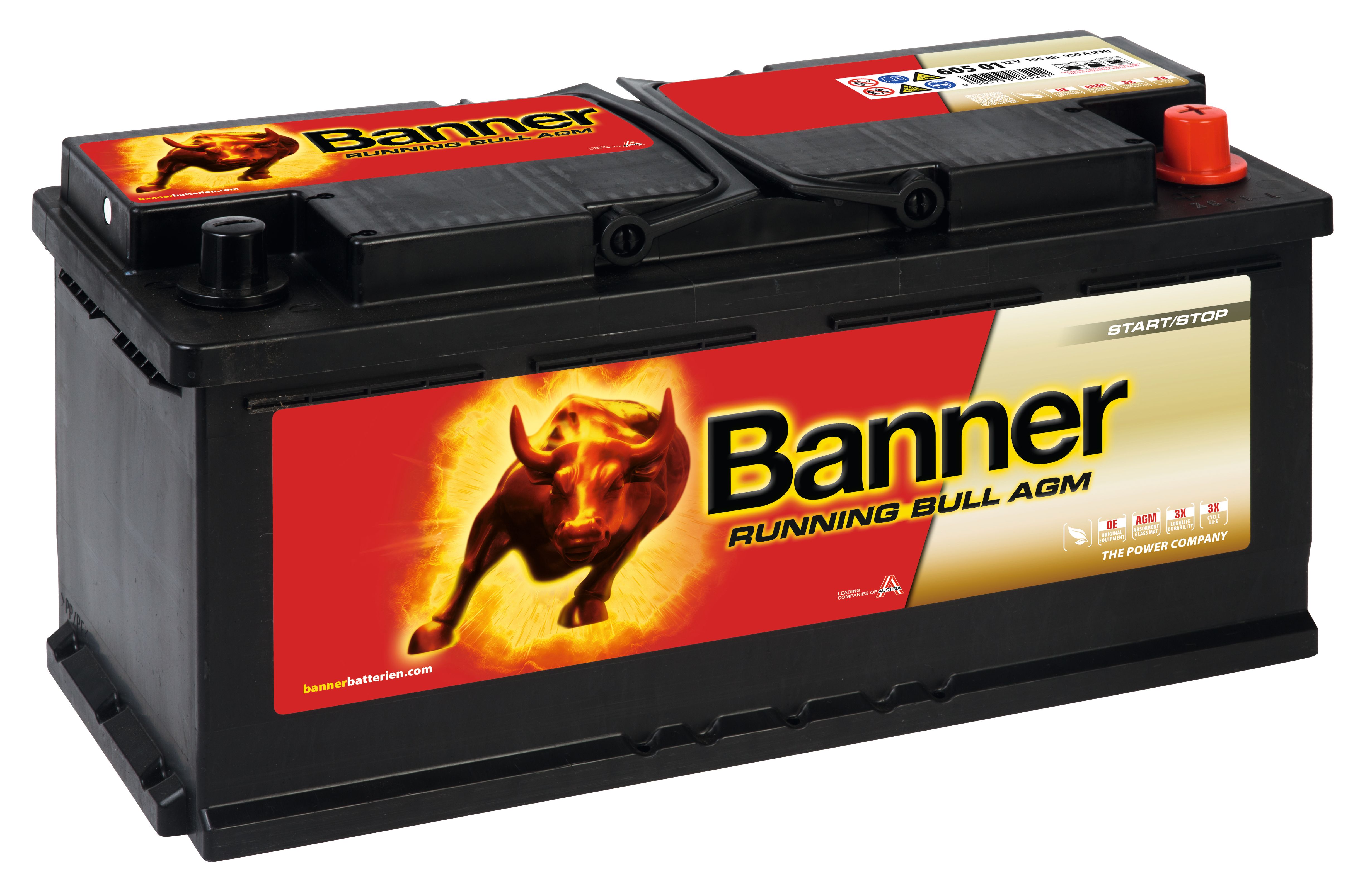 Banner Running Bull AGM 60501M Startbatteri 12V, 105 Ah