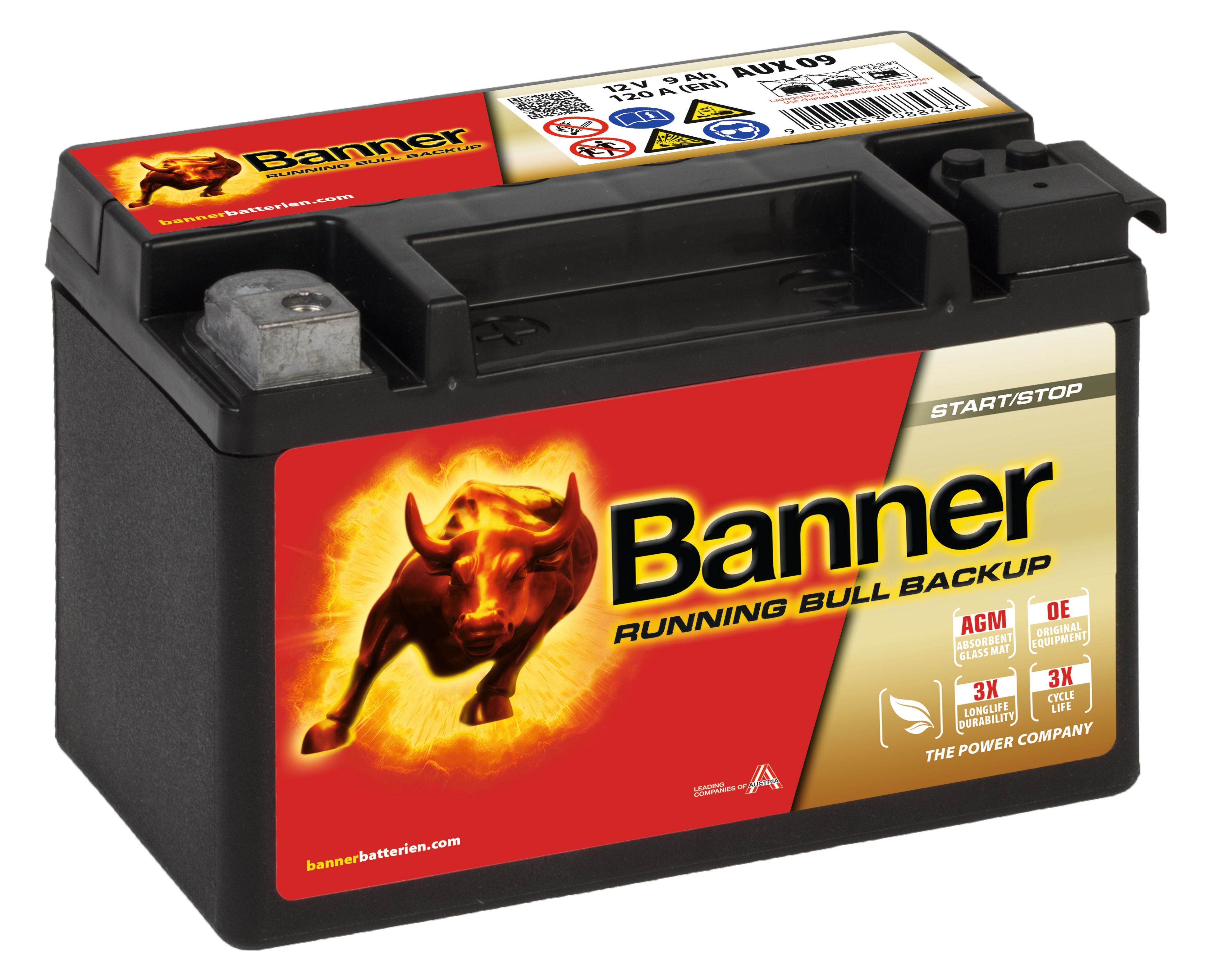 Banner Running Bull BackUp 50900M Startbatteri 12V, 9 Ah