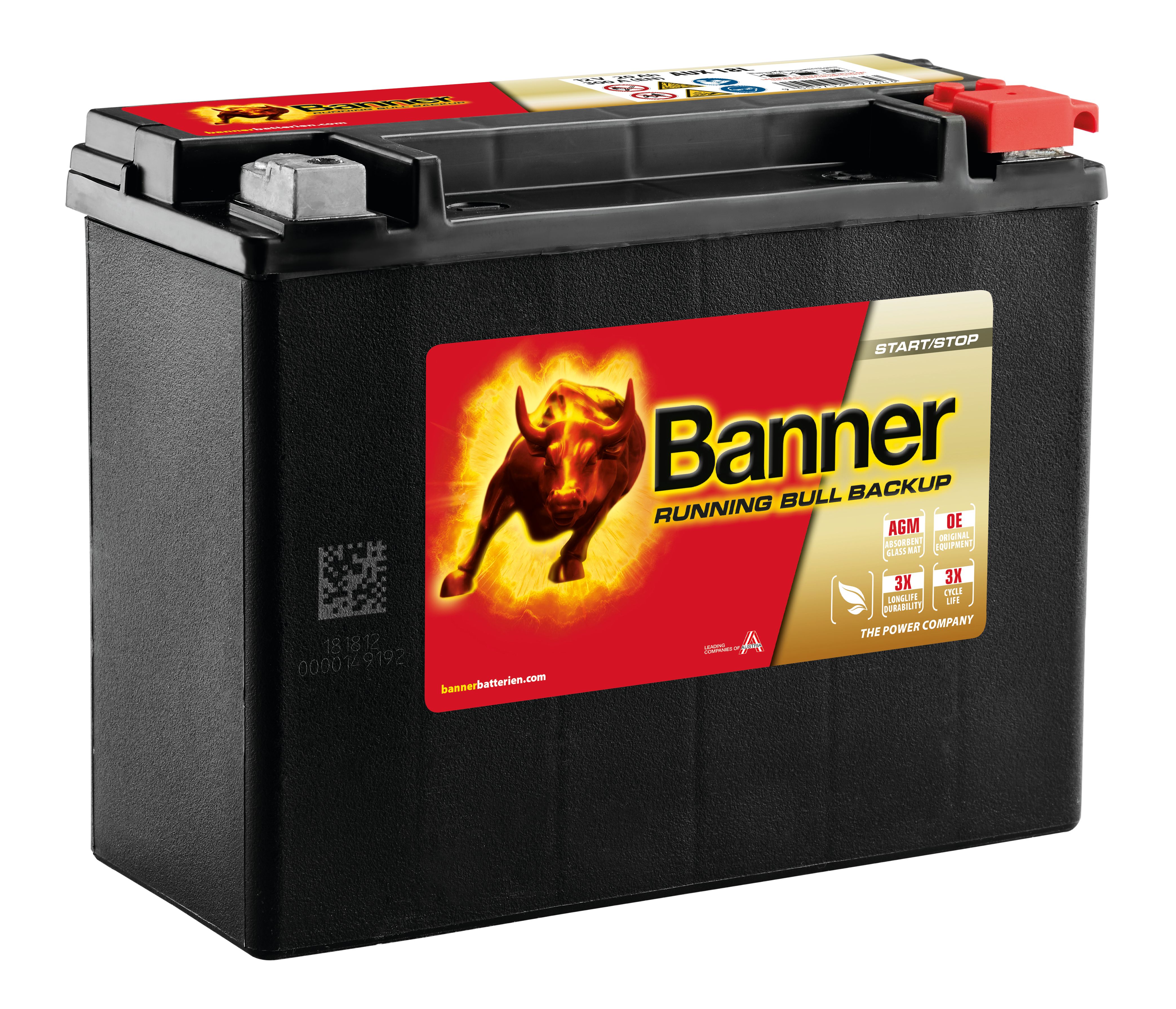 Banner Running Bull BackUp 51801M Startbatteri 12V, 20 Ah