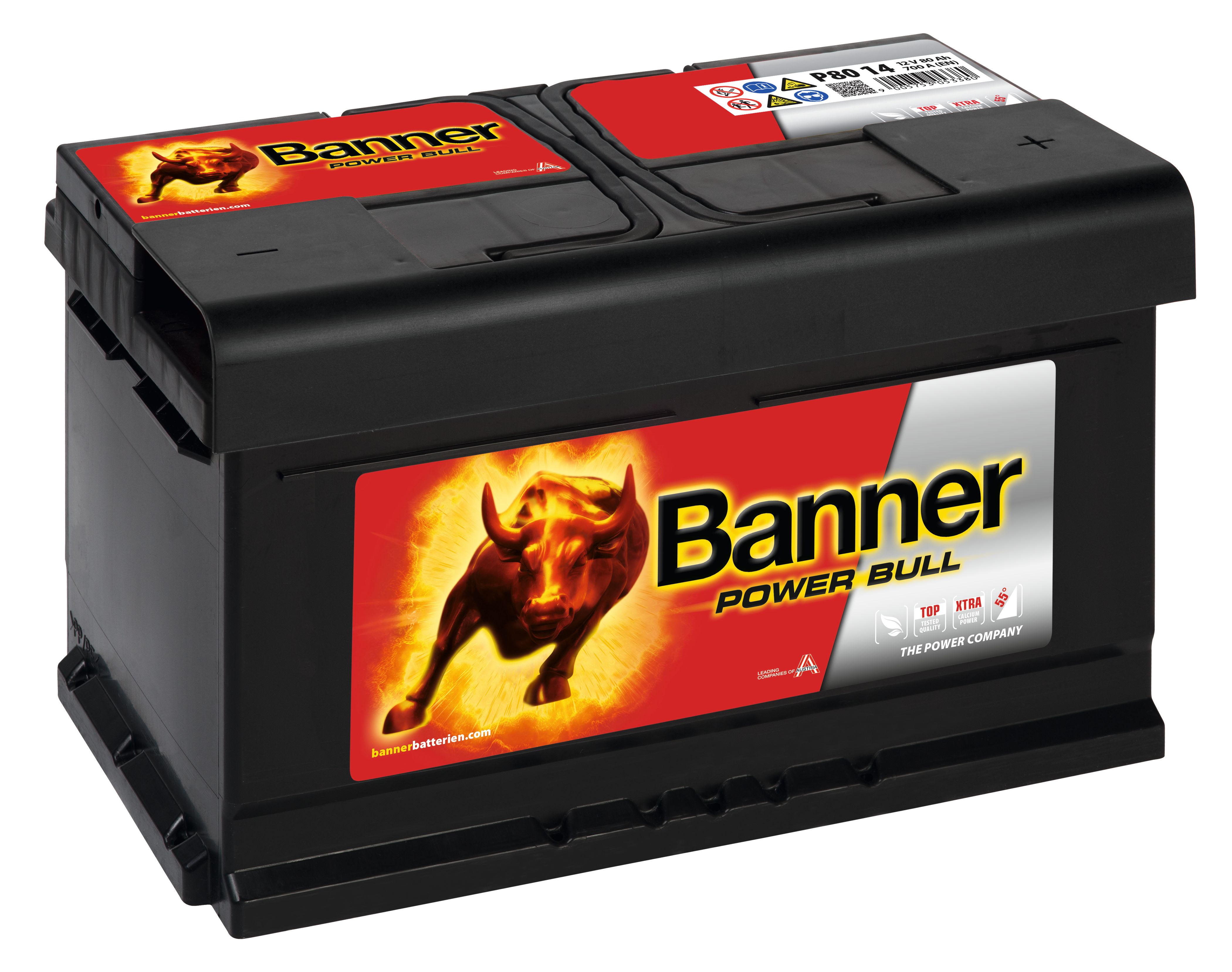 Banner Power Bull P8014M Startbatteri 12V, 80 Ah