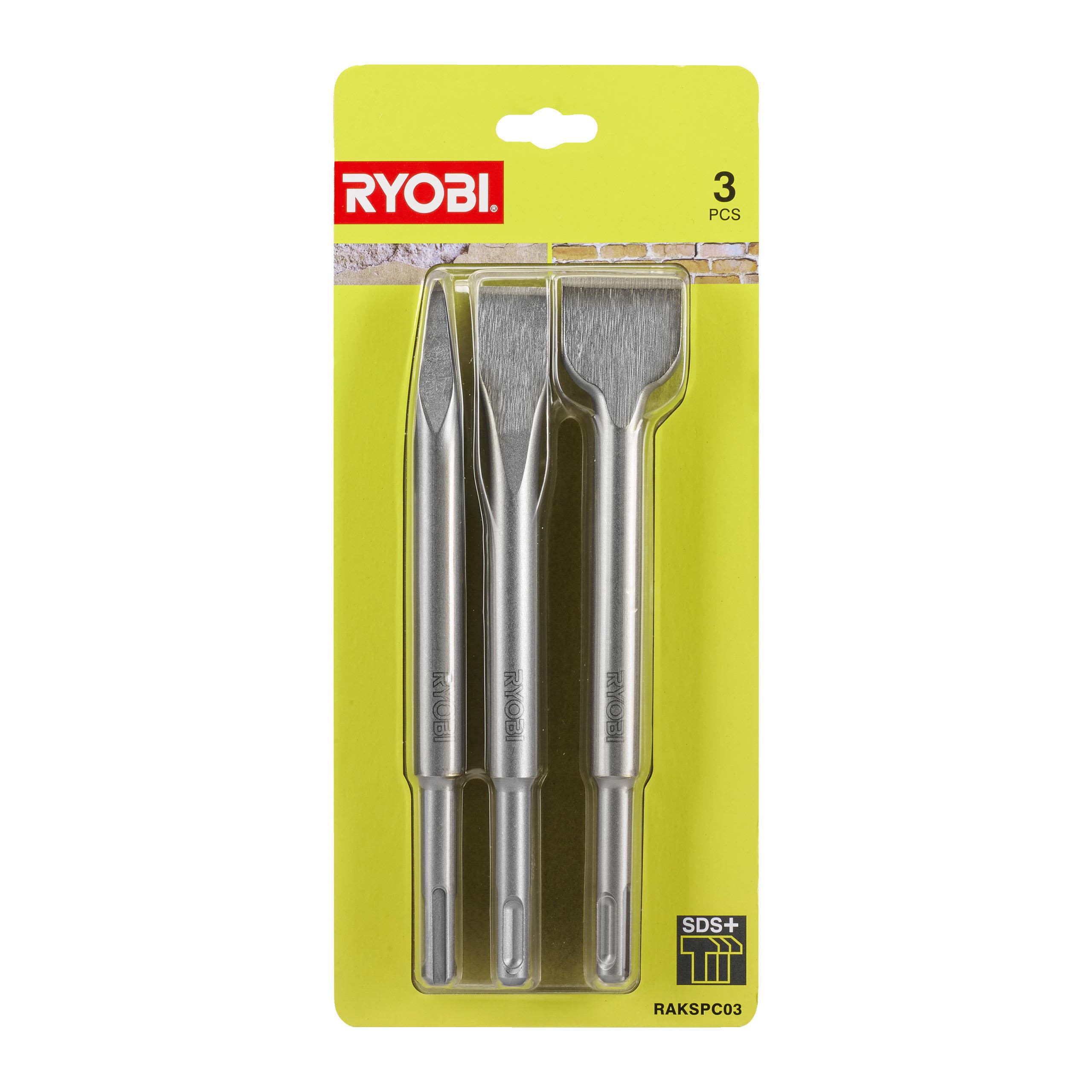 Ryobi RAKSPC03 Mejselsats 3 delar, SDS+