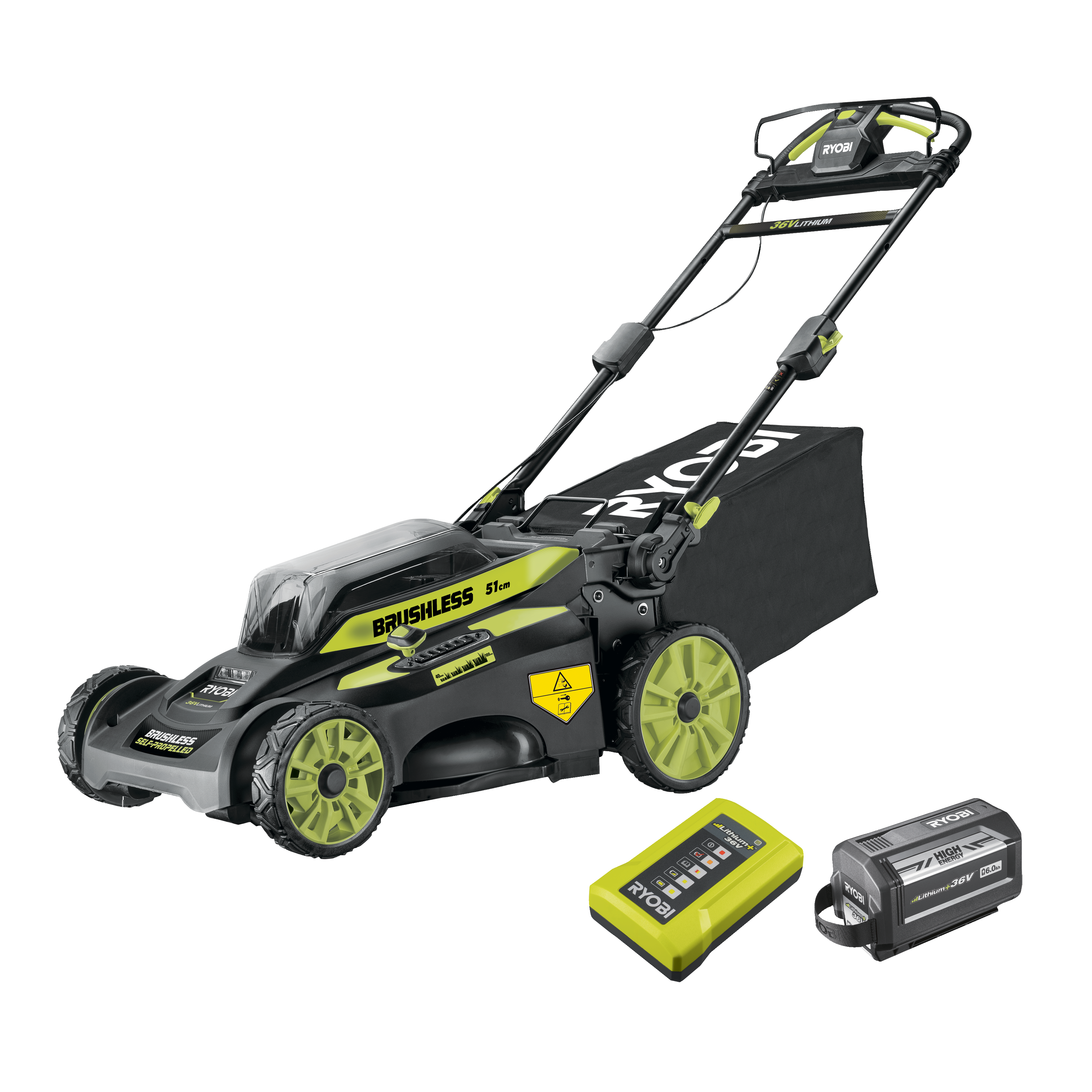 Ryobi MAX POWER RY36LMX51A-160 Gräsklippare med batteri och laddare