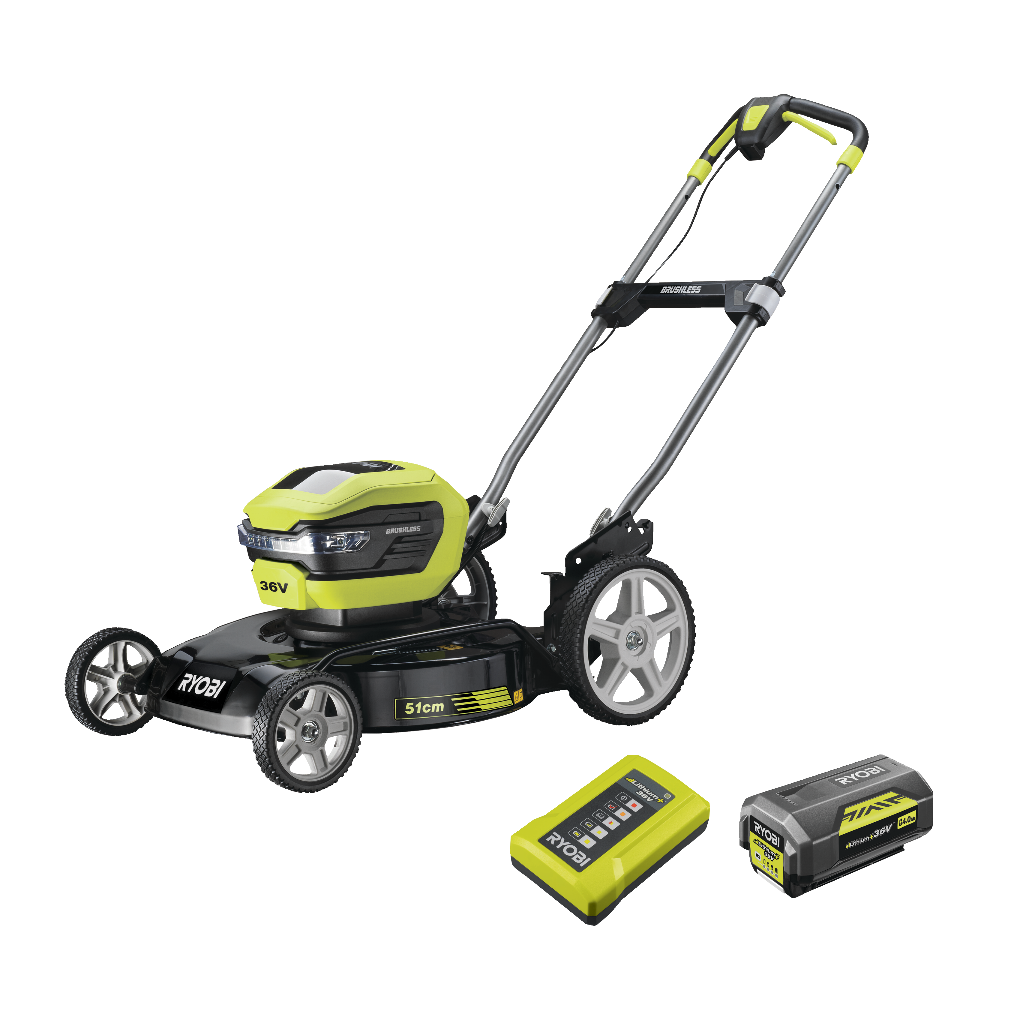 Ryobi MAX POWER RY36LMMX51A-140 Gräsklippare med batteri och laddare