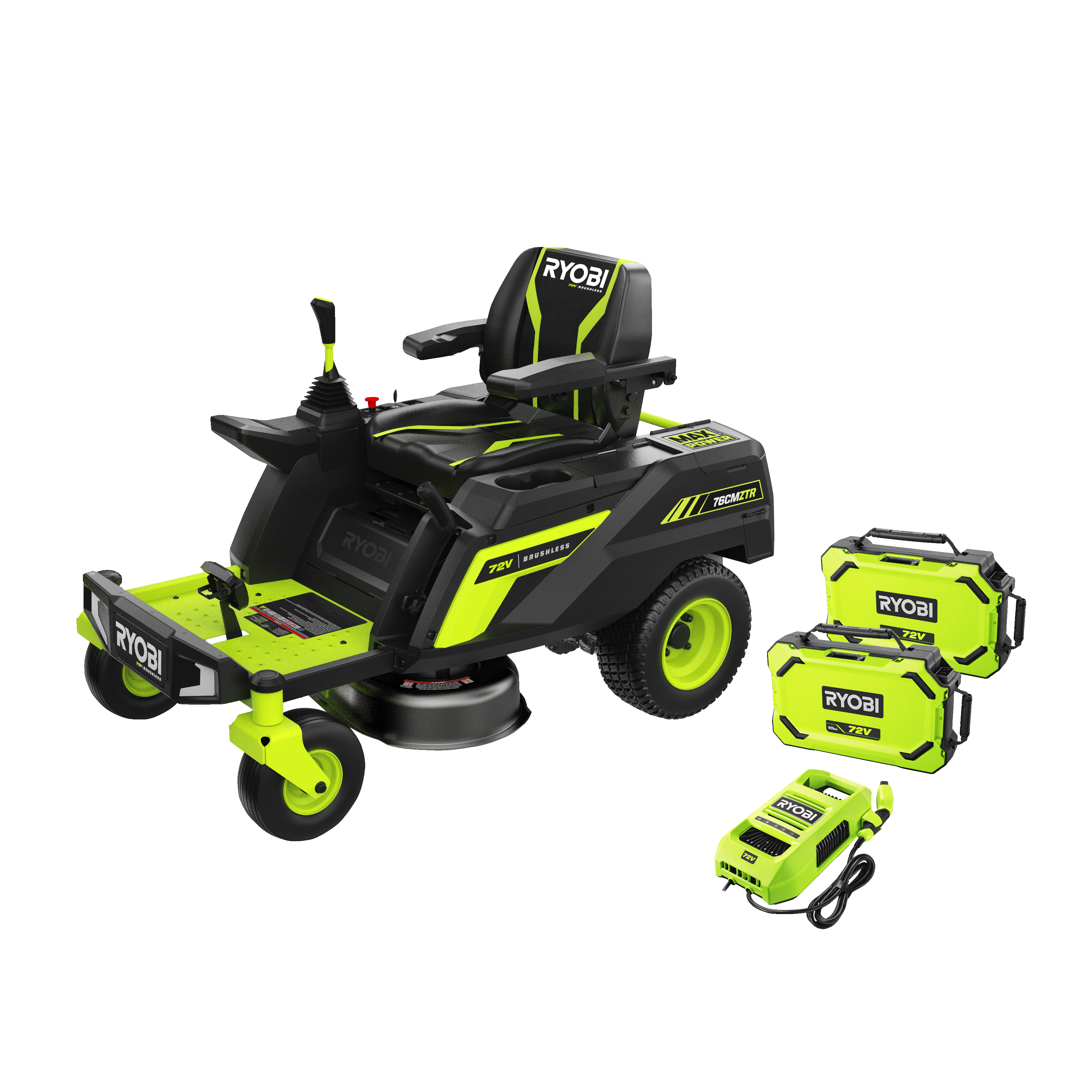 Ryobi MAX POWER RY72ZTRX76-210 Åkgräsklippare med batteri och laddare